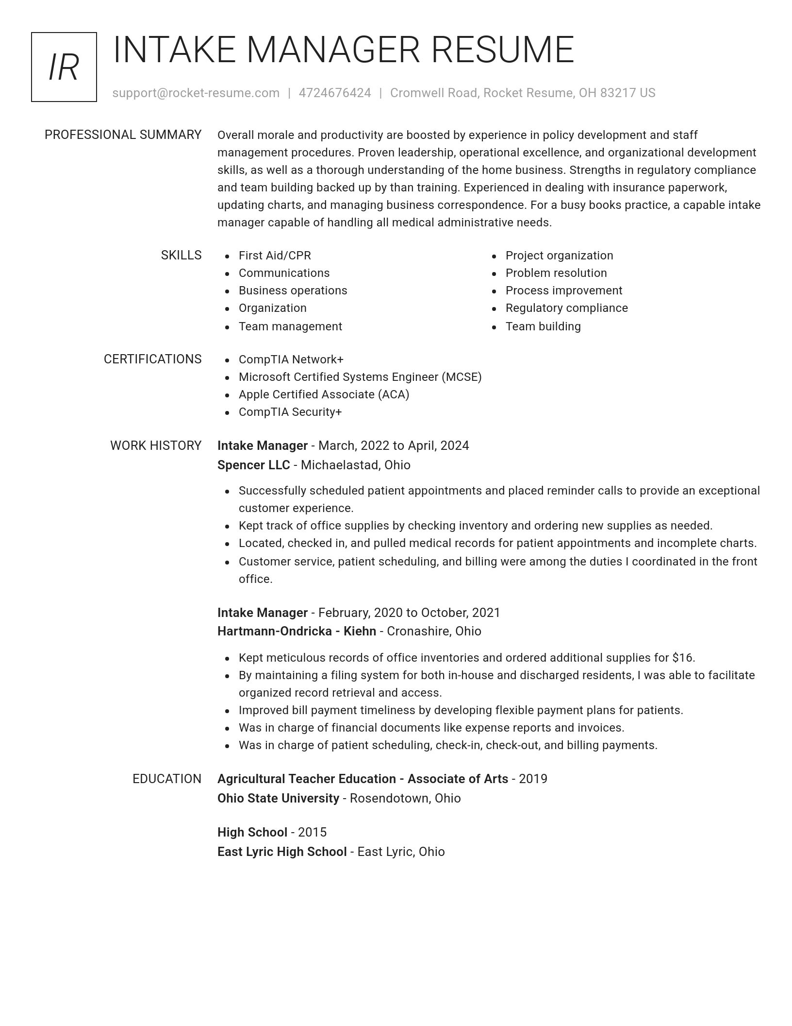 Renowned resume template