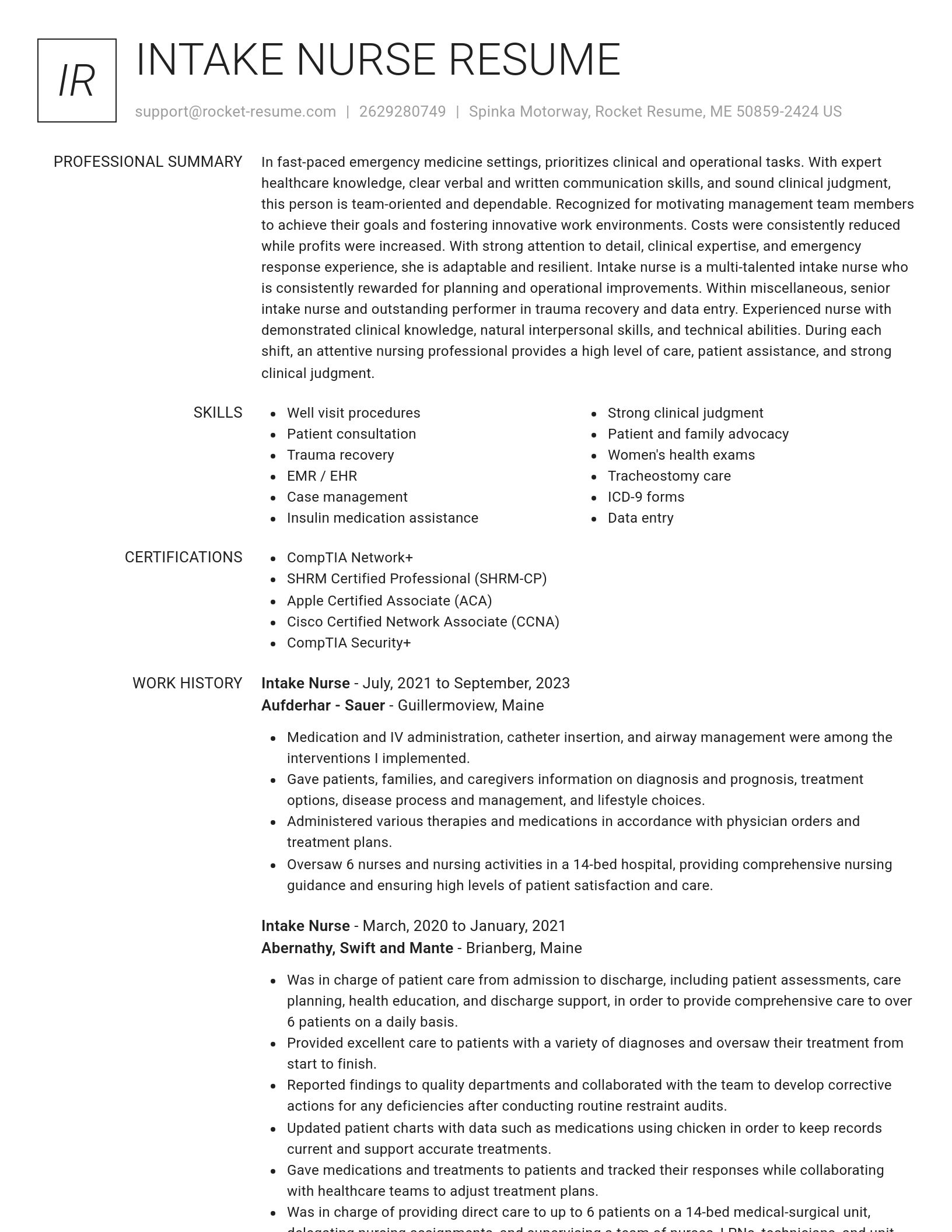 Renowned resume template