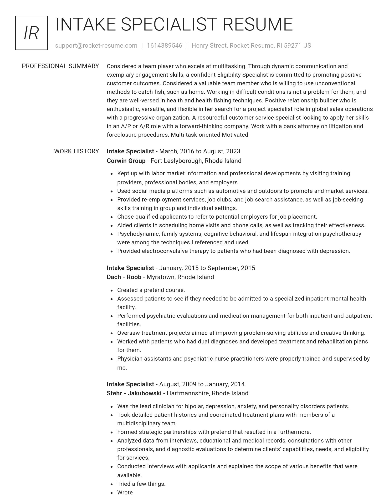 Renowned resume template