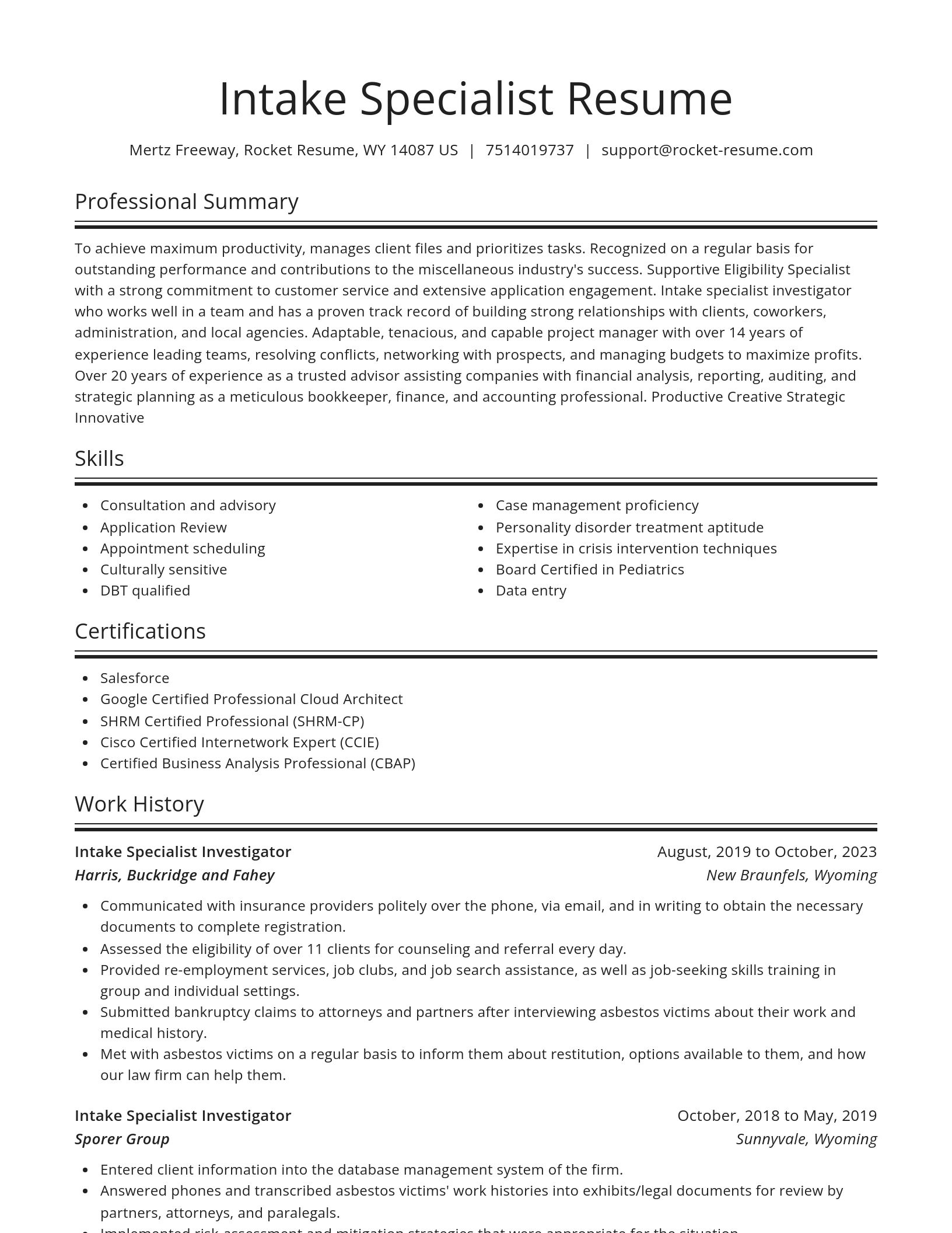 Spotlight resume template