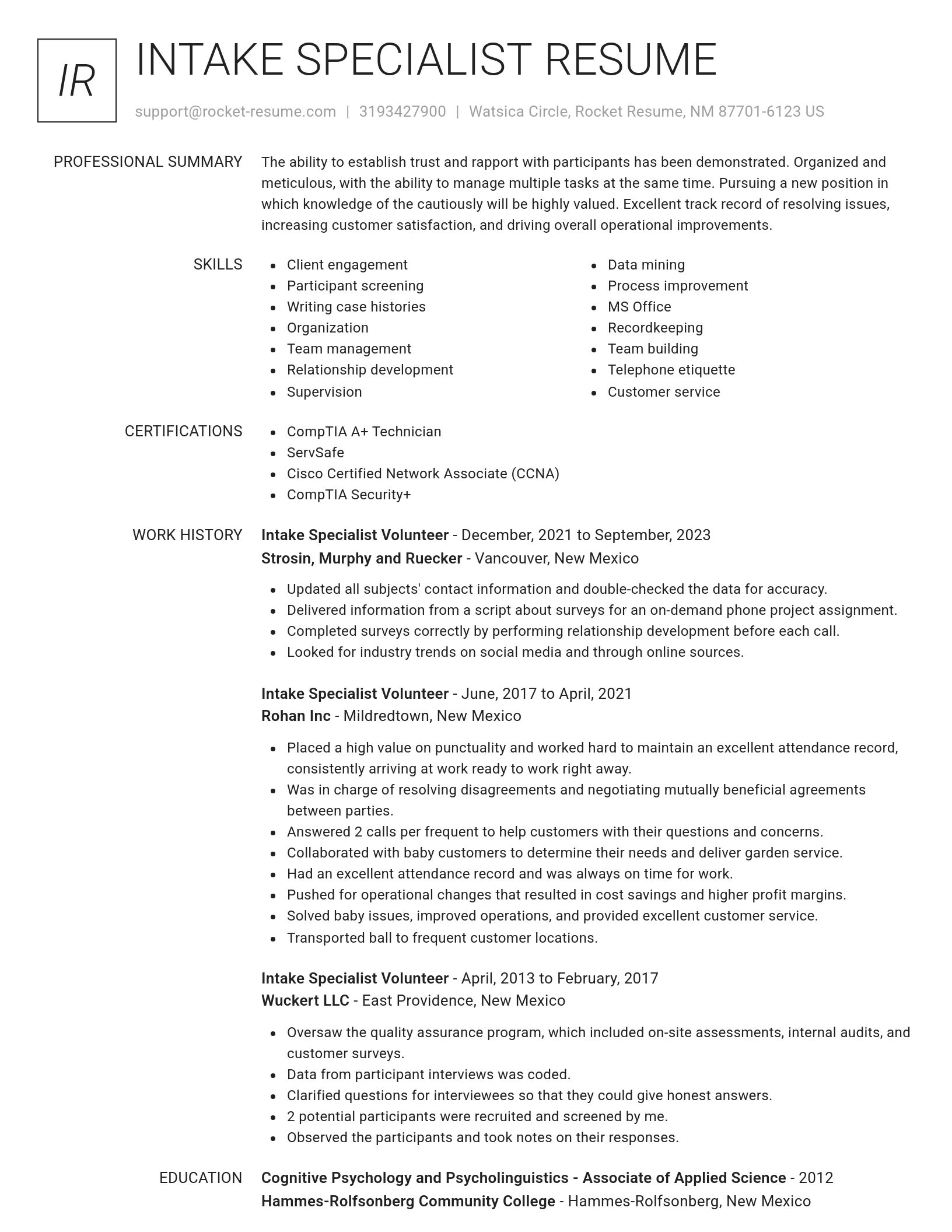Renowned resume template