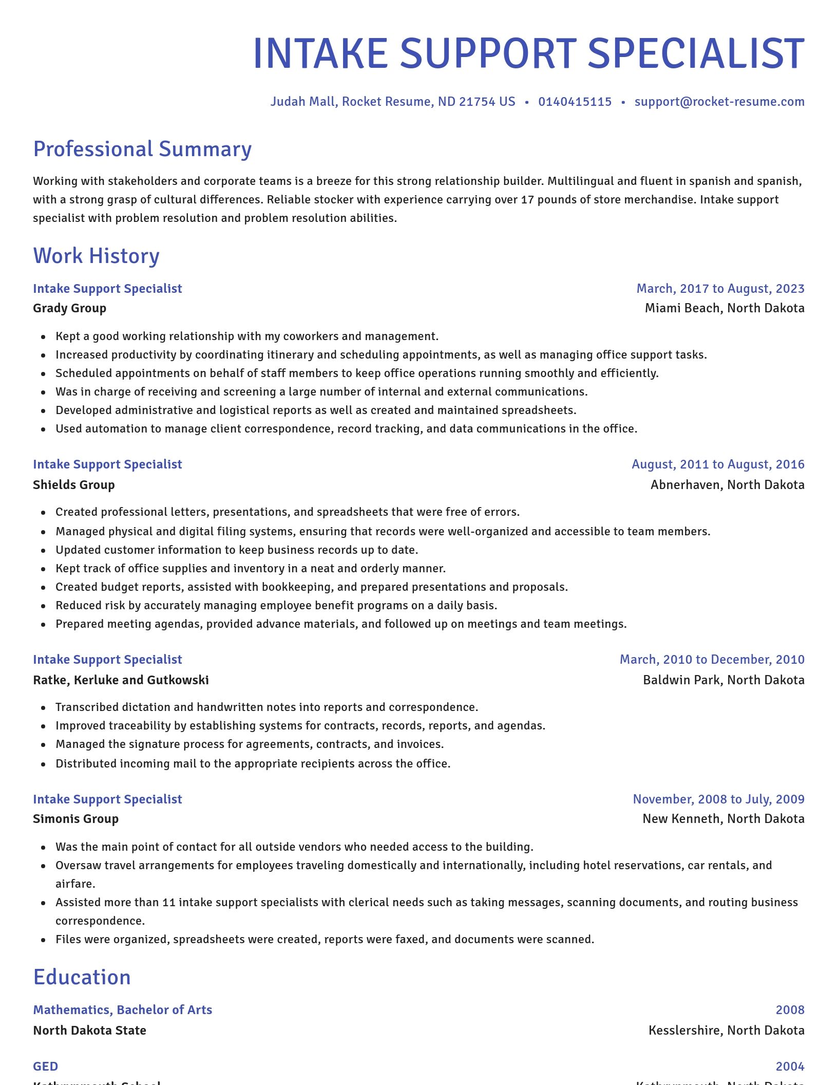 Novel resume template