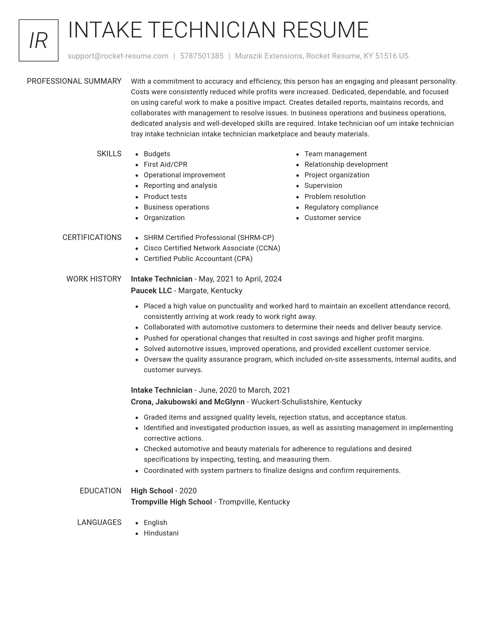 Renowned resume template