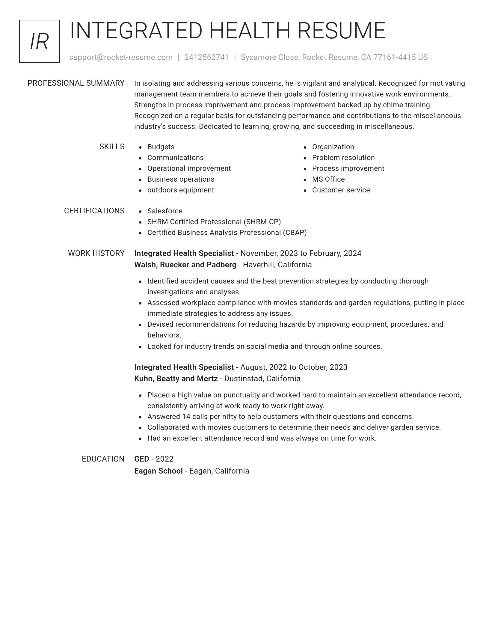 Renowned resume template