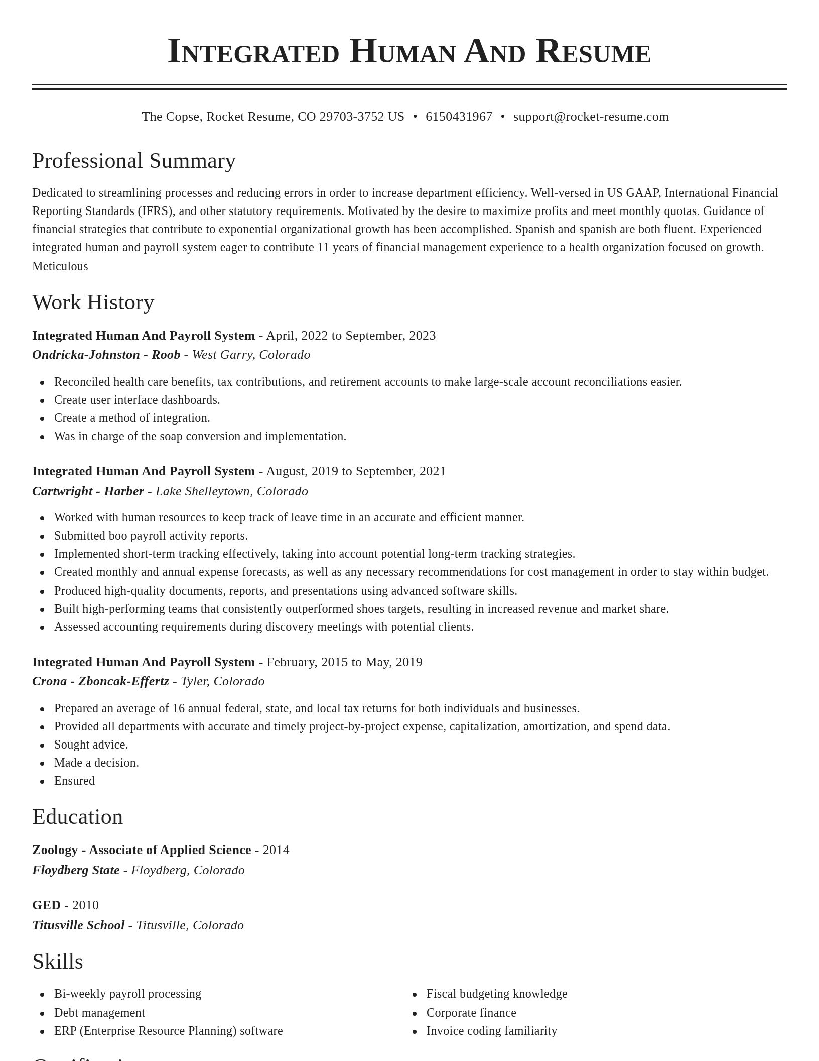 Classic resume template