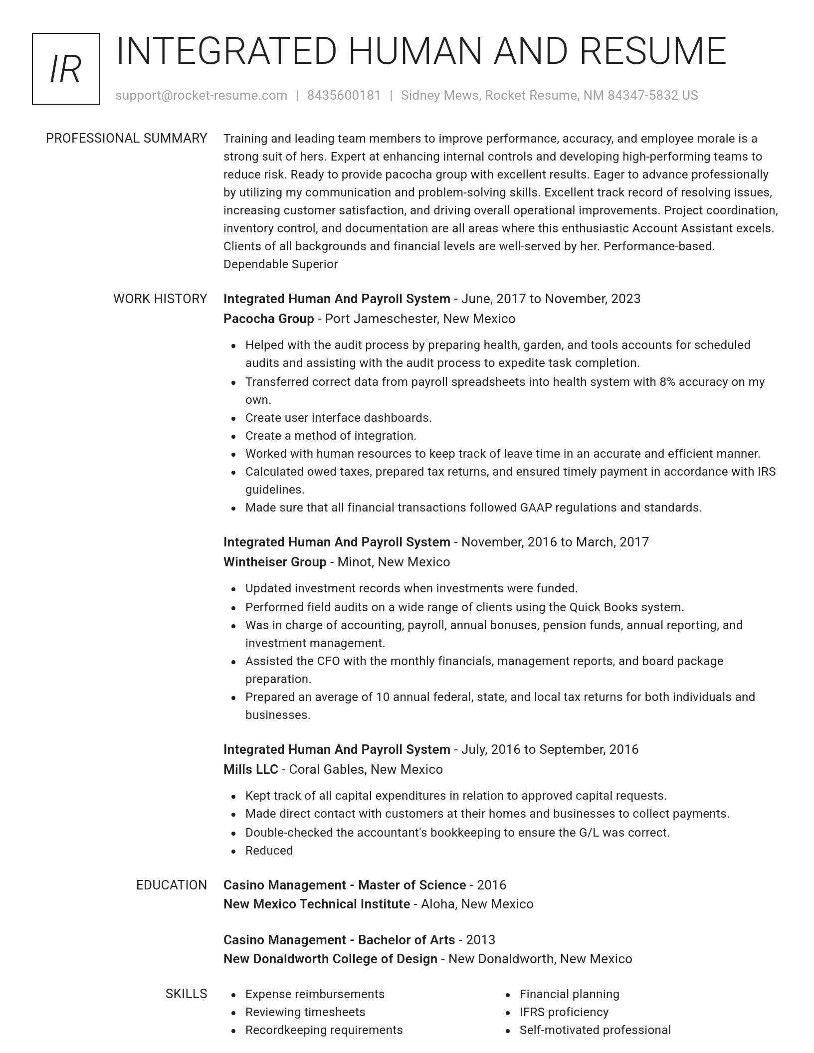Renowned resume template