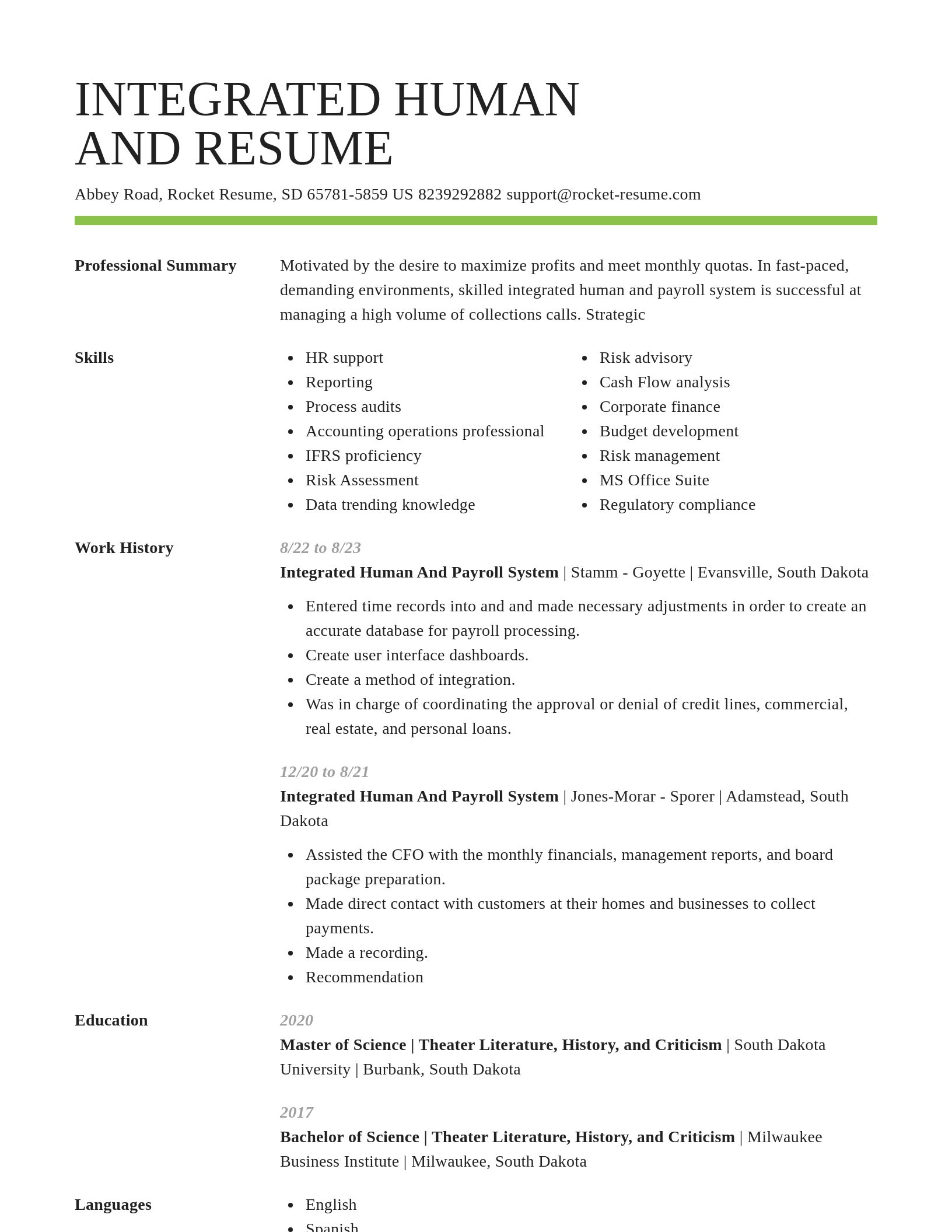 Smart resume template