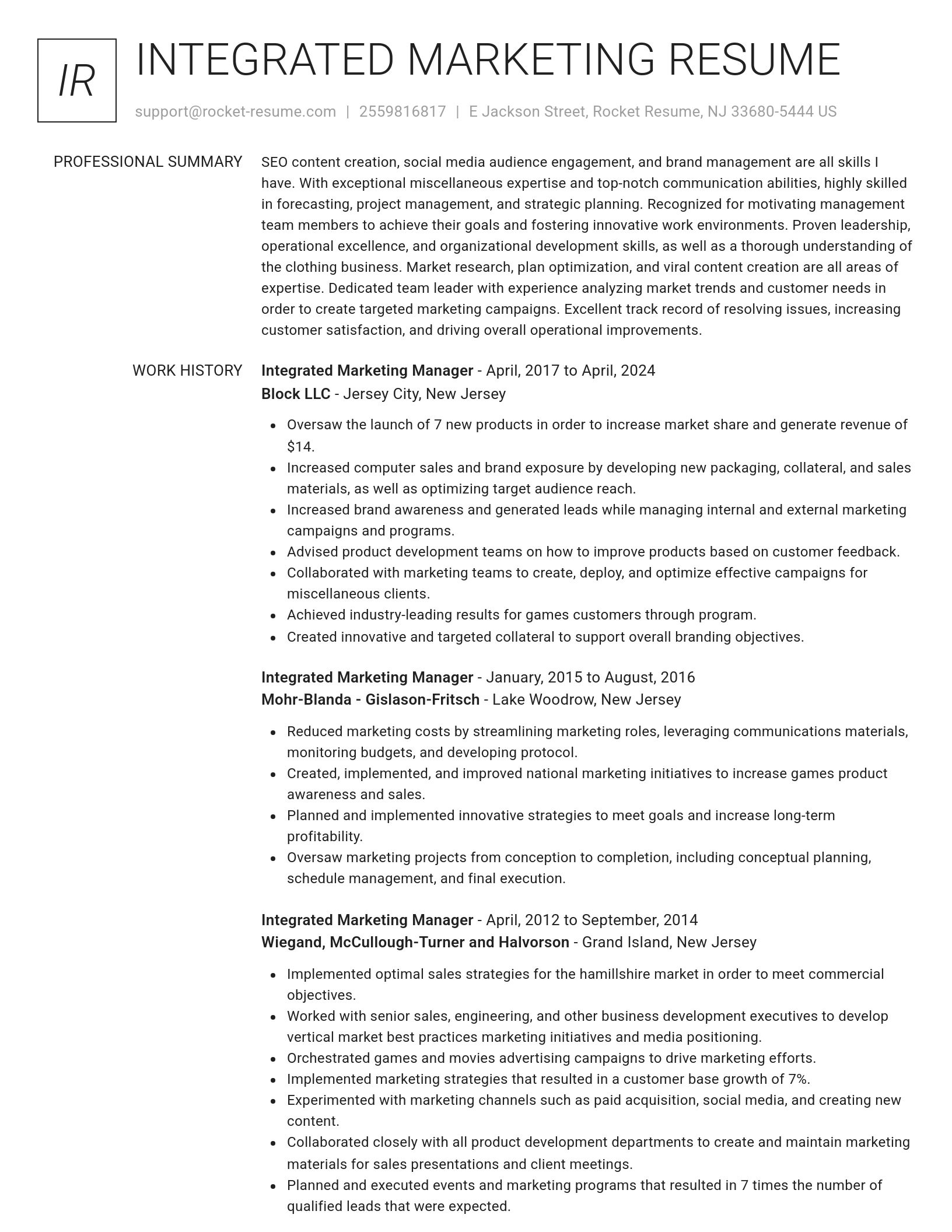 Renowned resume template