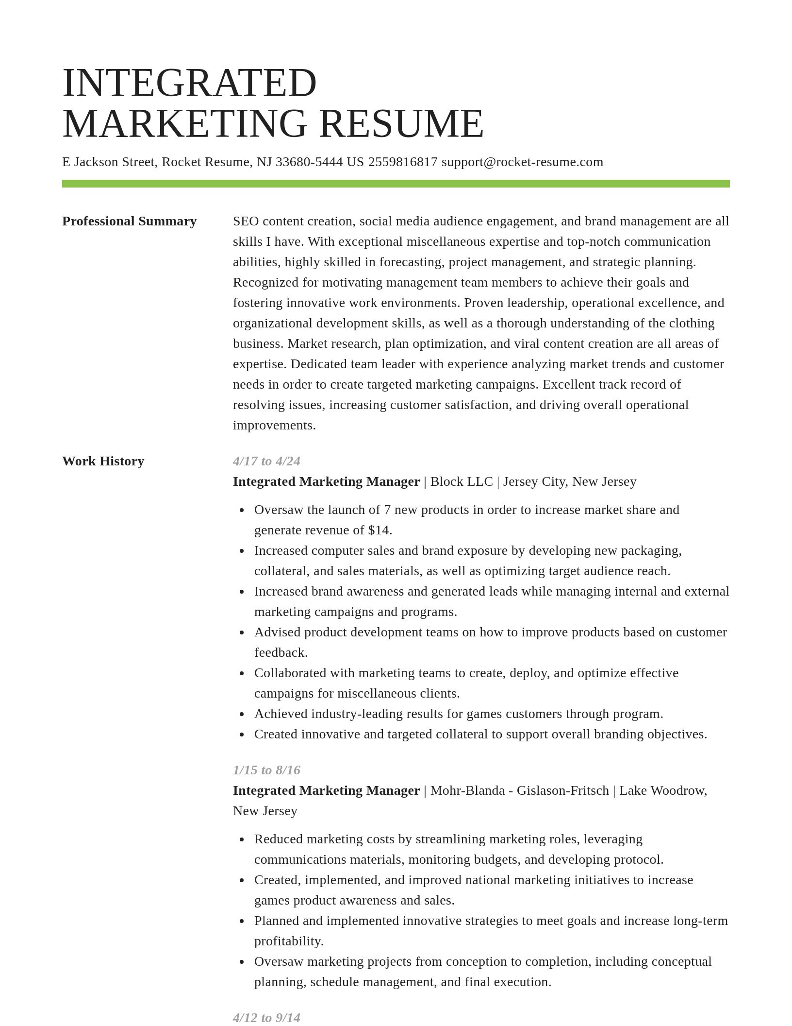 Smart resume template