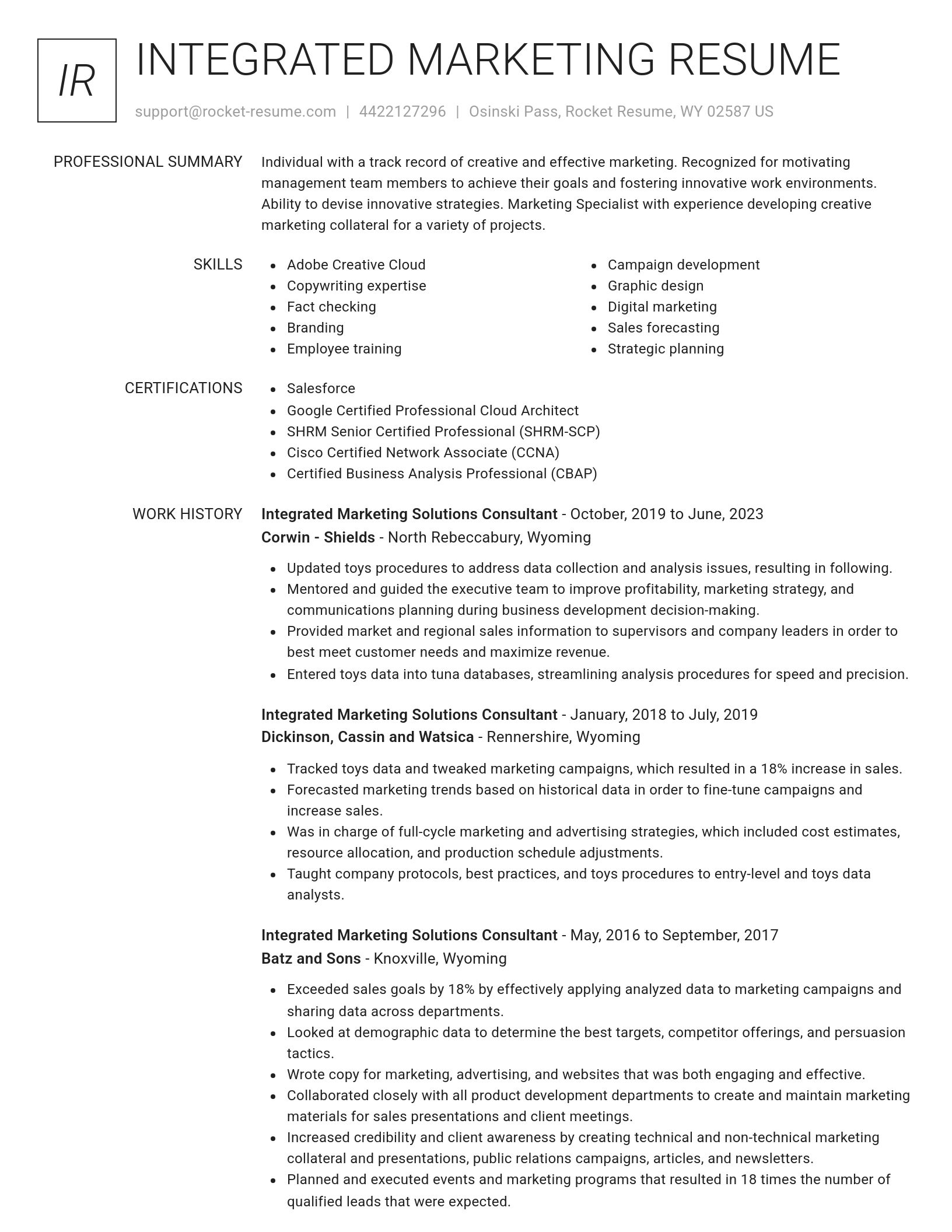 Renowned resume template