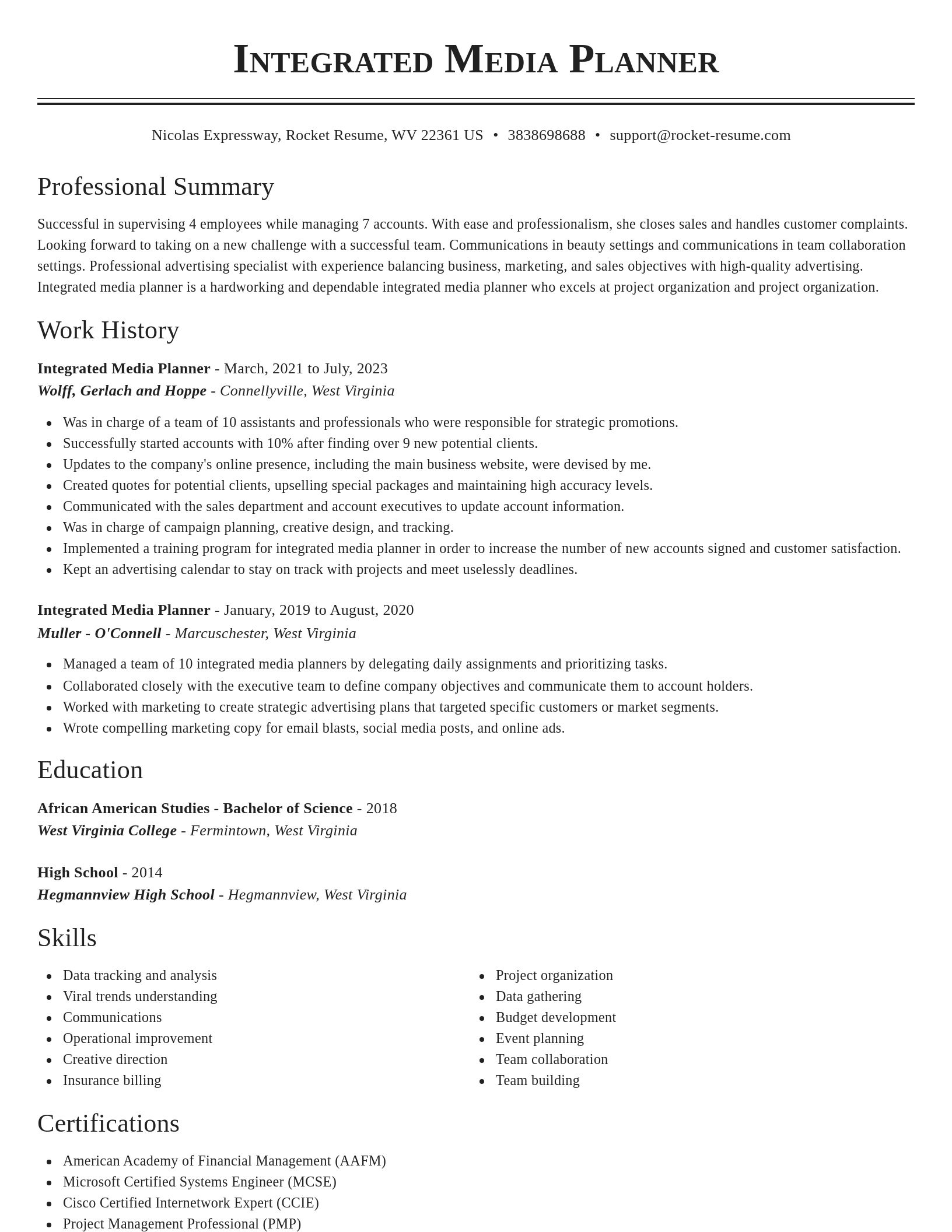 Classic resume template