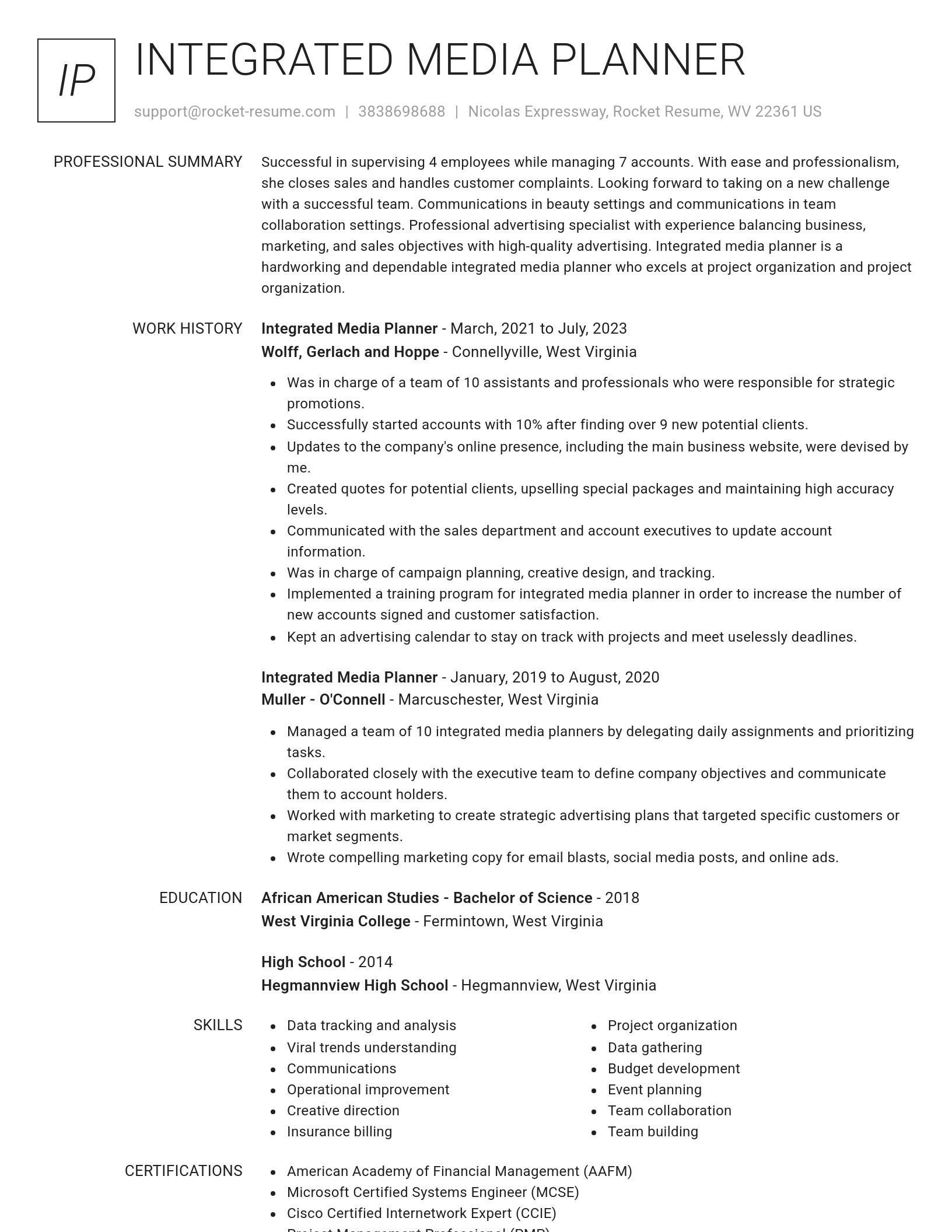 Renowned resume template