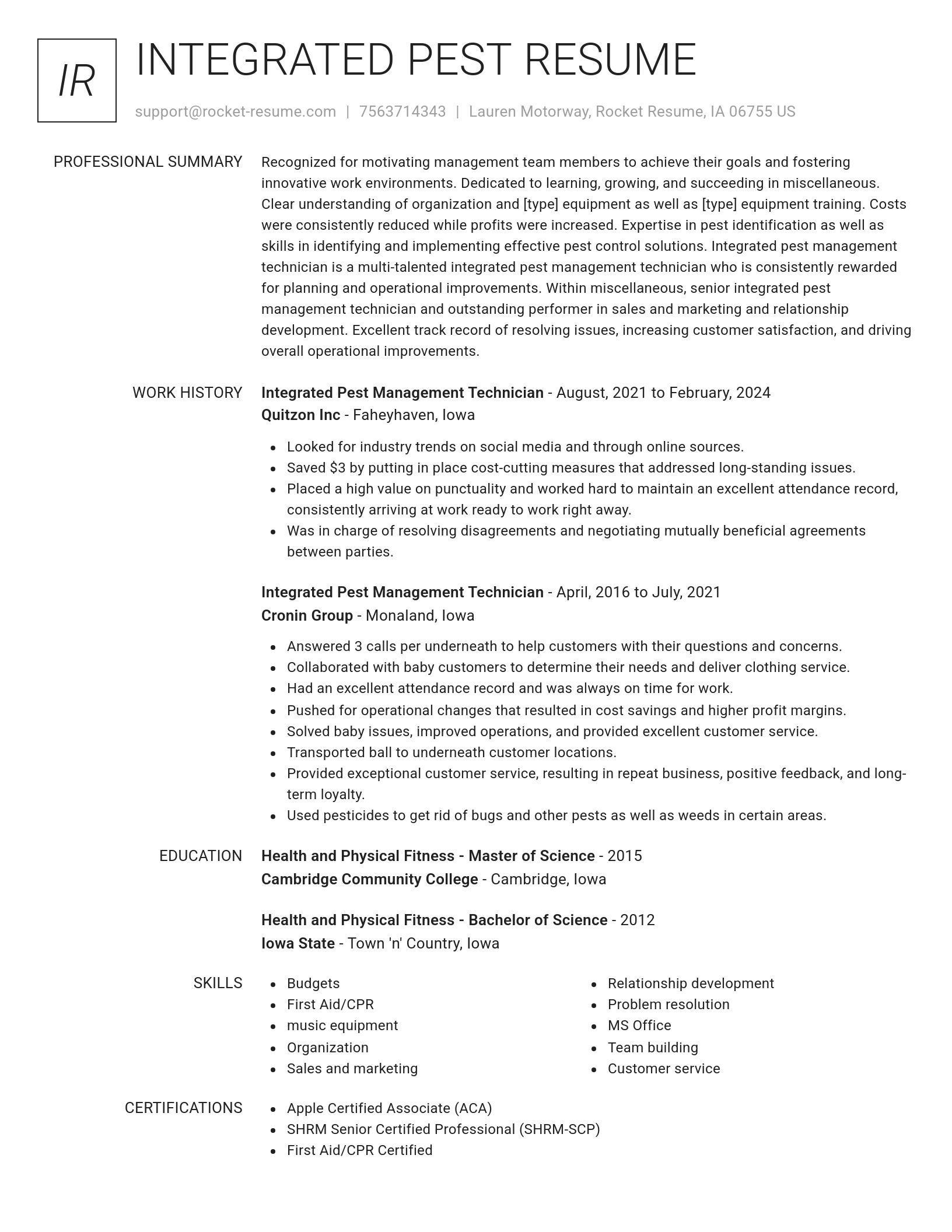 Renowned resume template