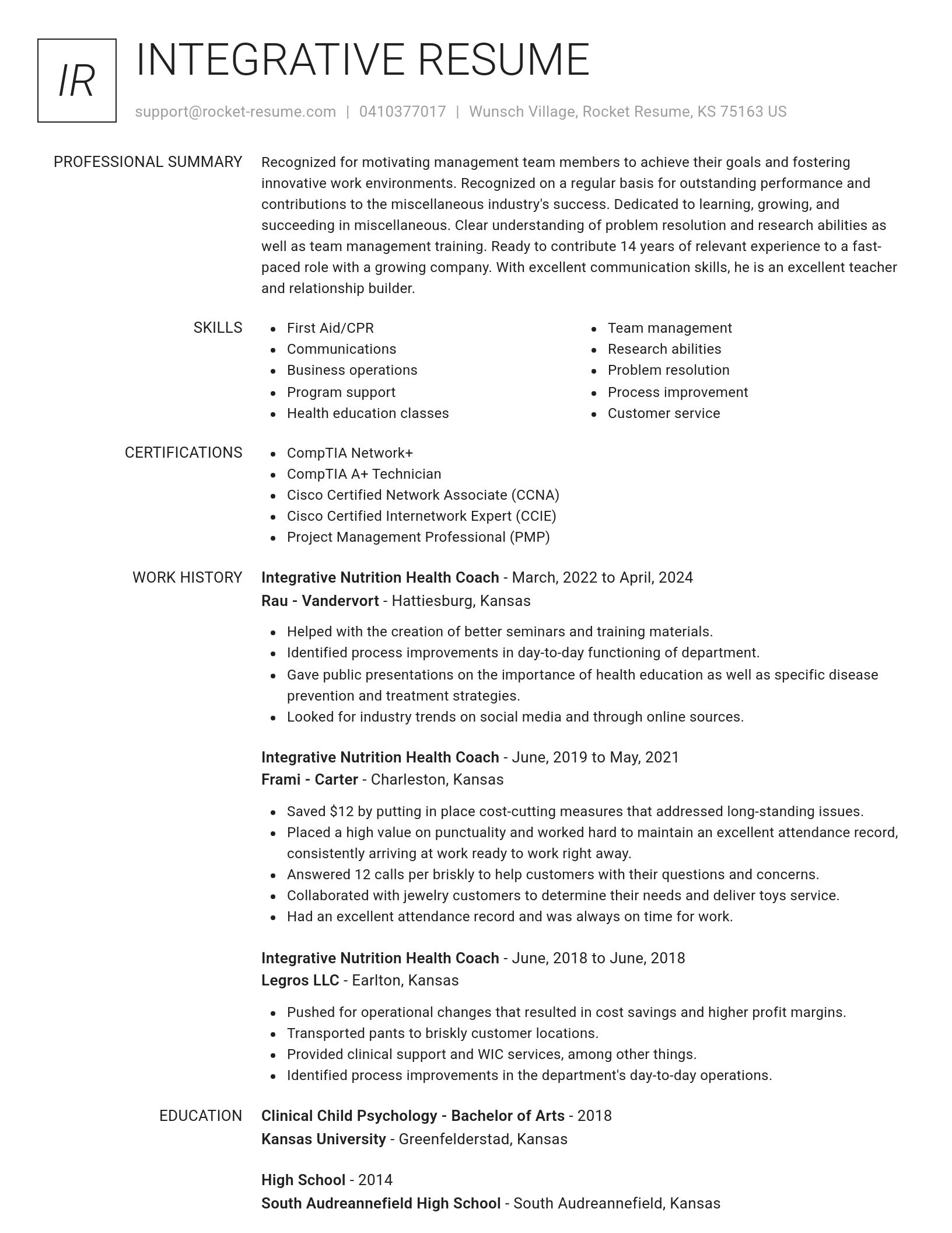 Renowned resume template