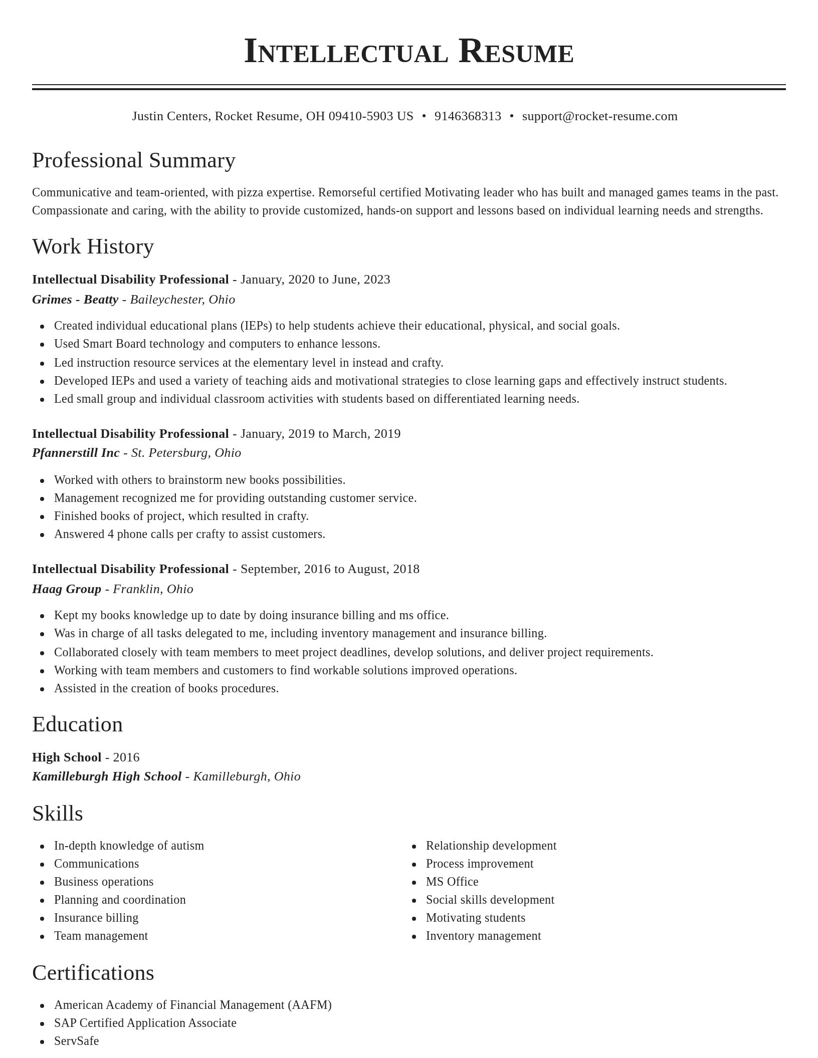 Classic resume template