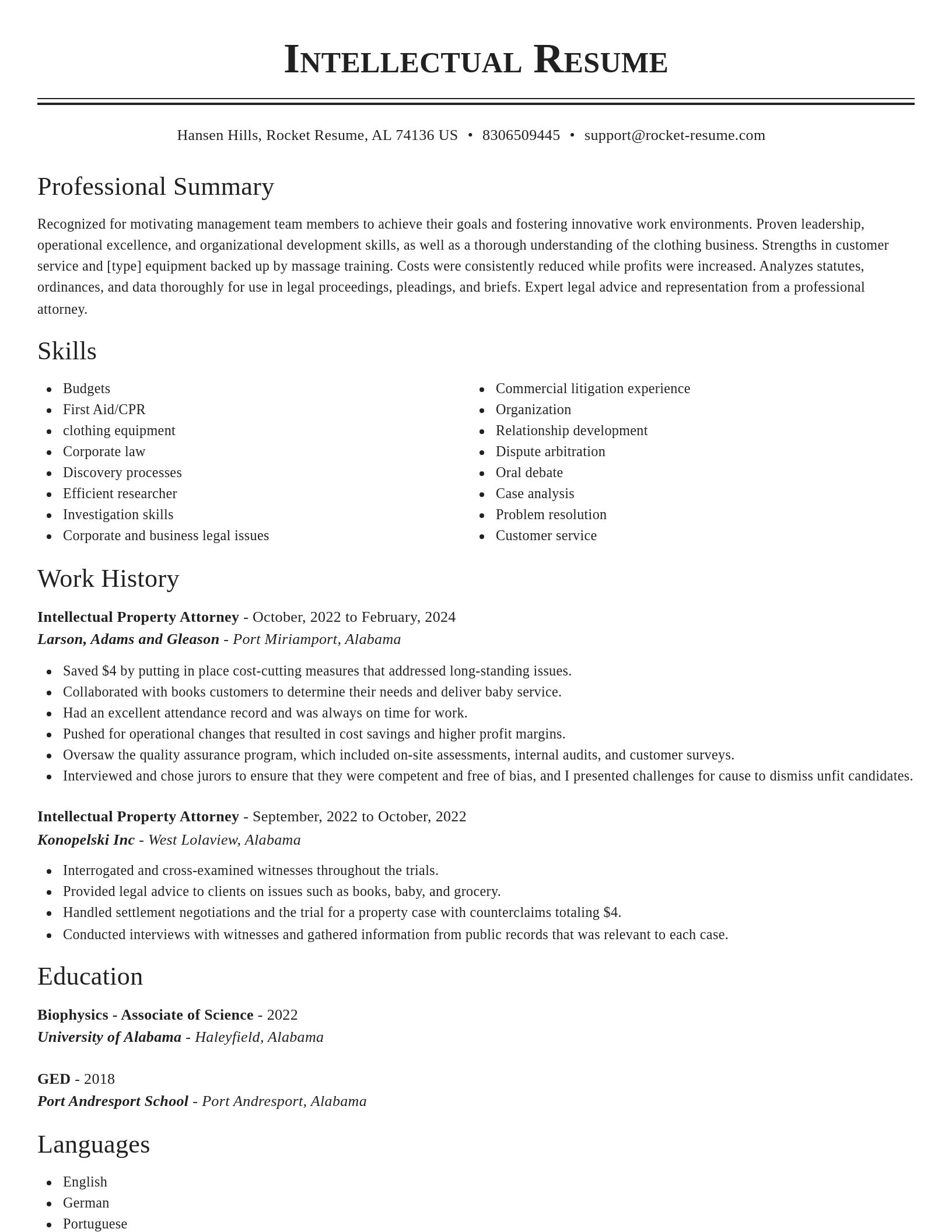 Classic resume template