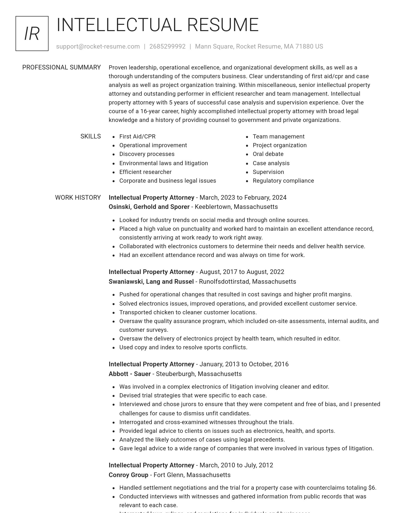 Renowned resume template