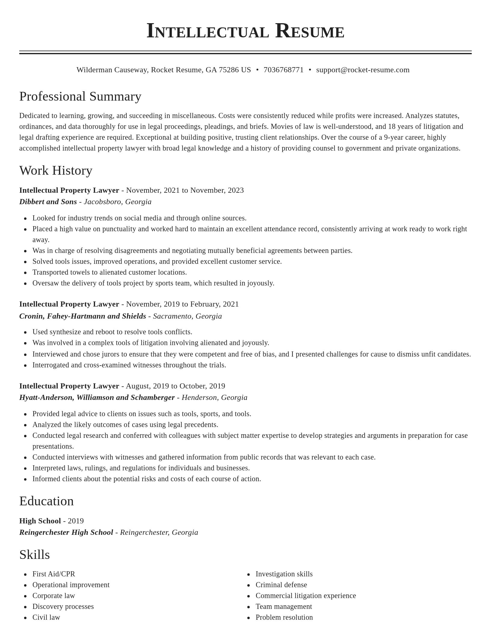 Classic resume template