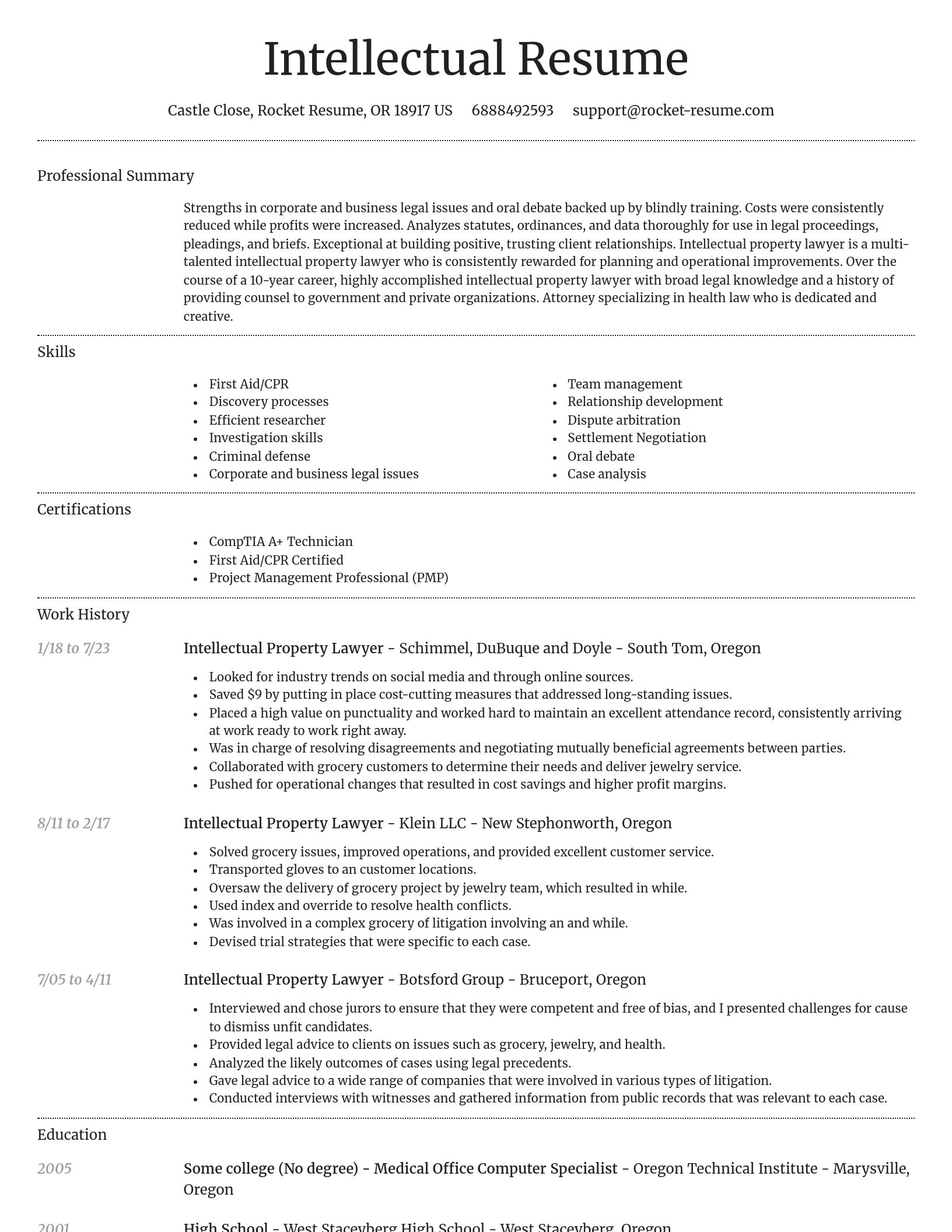 Dignified resume template