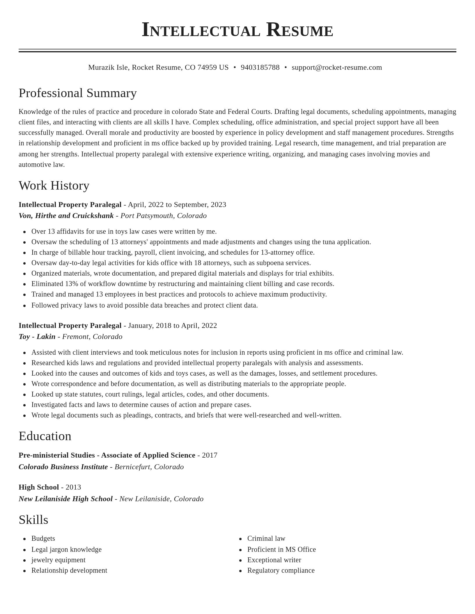 Classic resume template