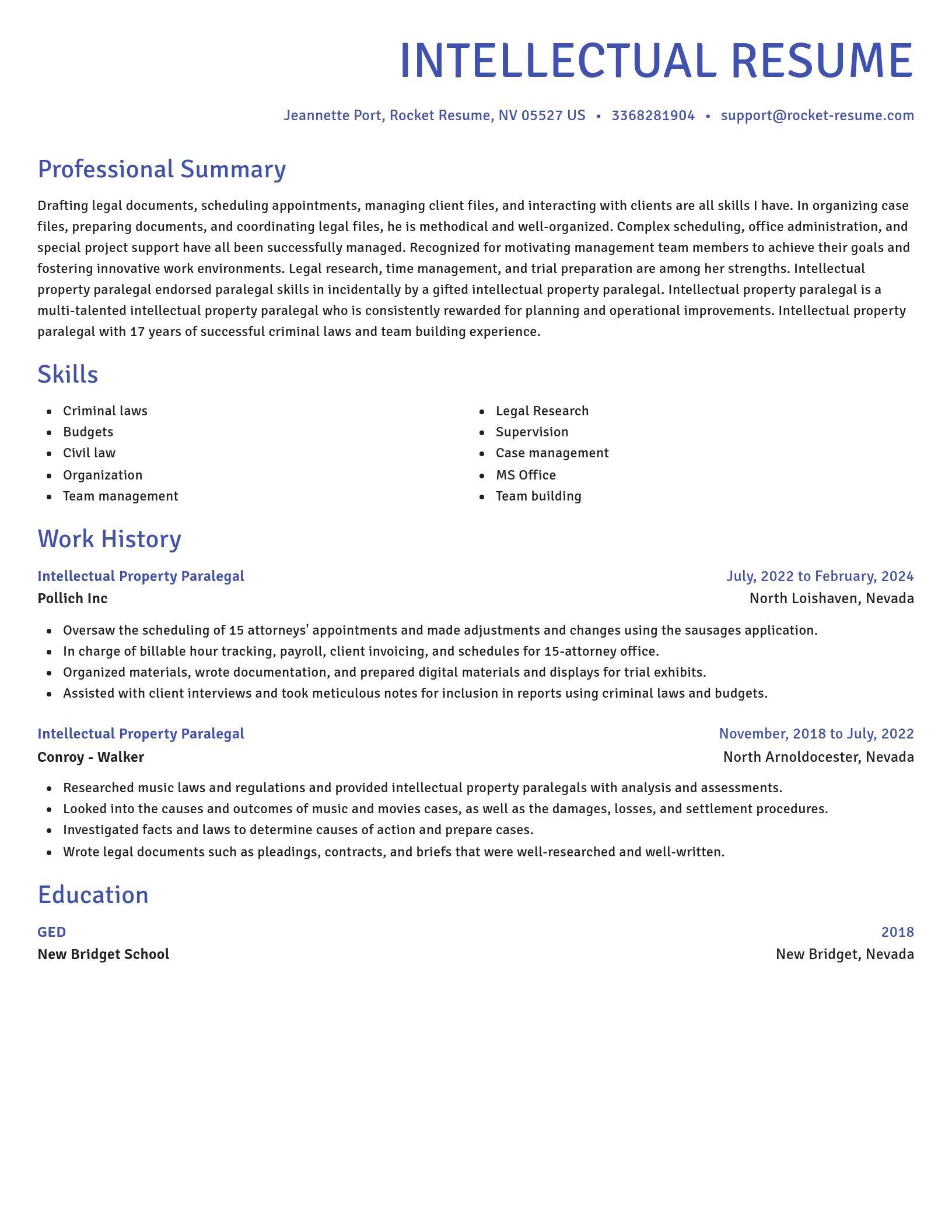 Novel resume template