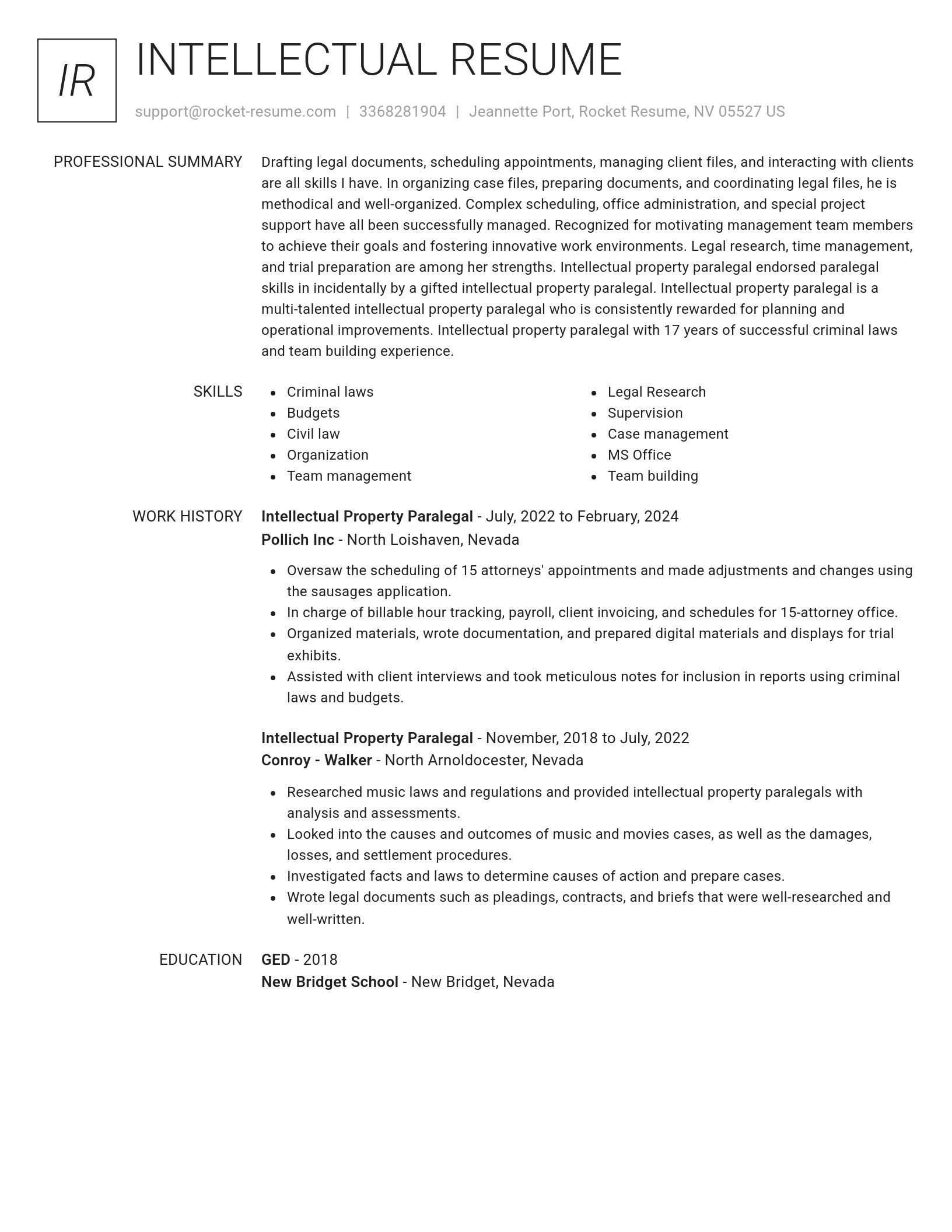 Renowned resume template