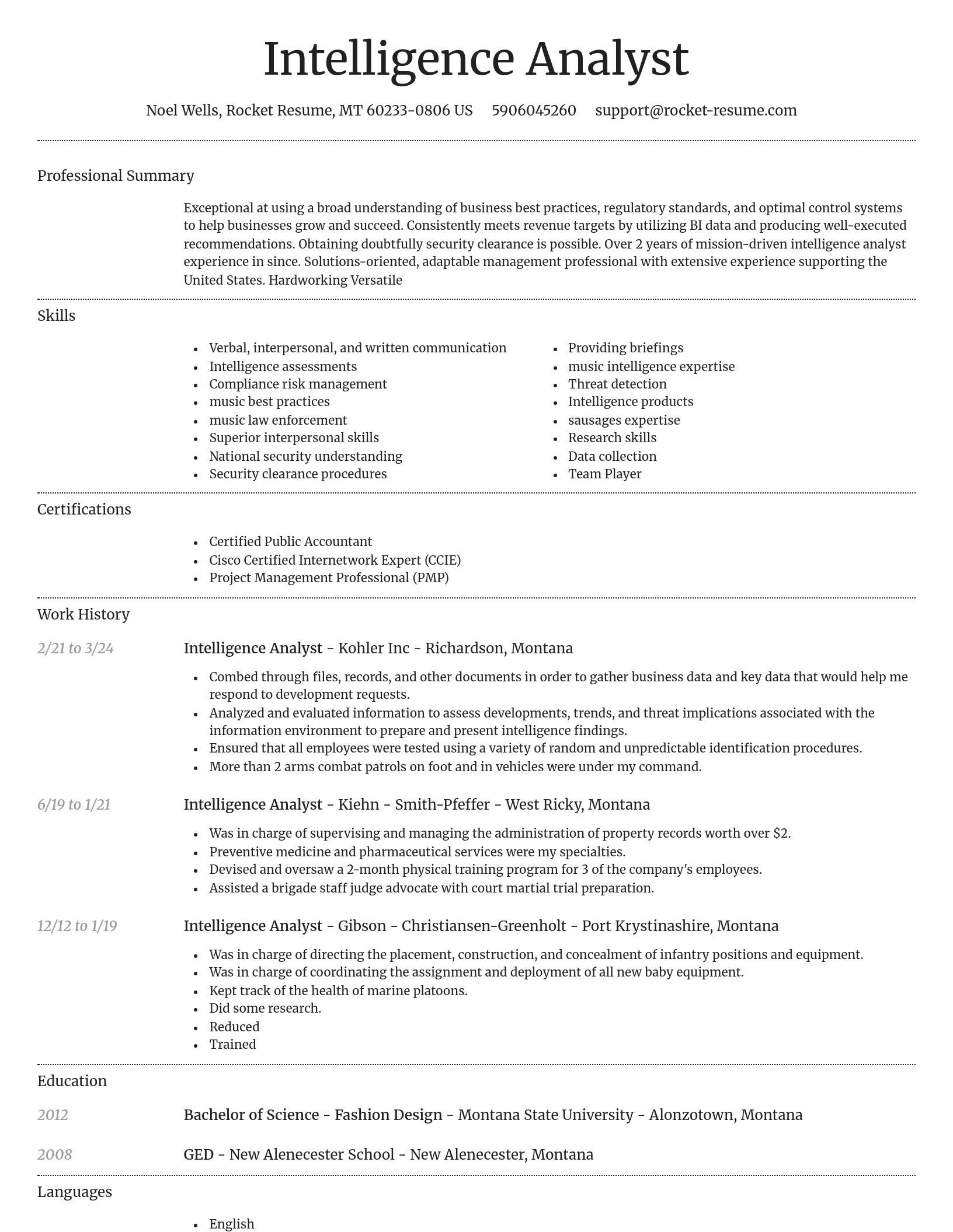 Dignified resume template