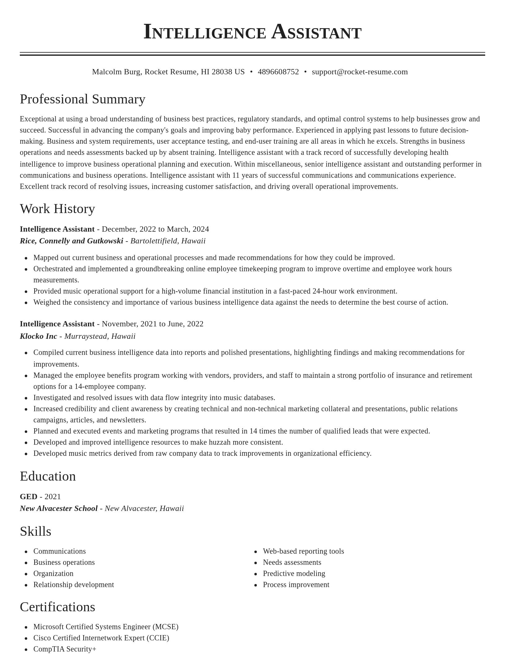 Classic resume template