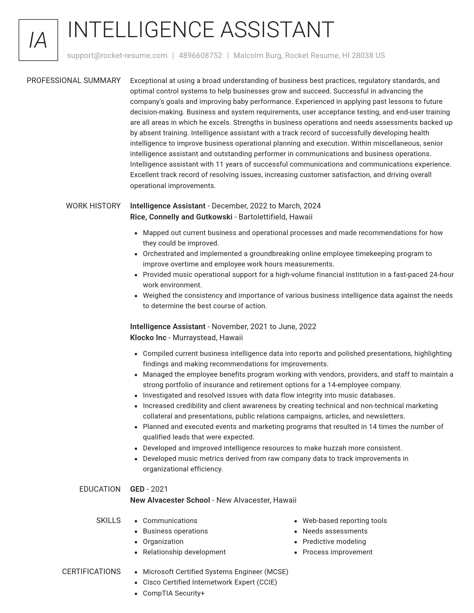 Renowned resume template
