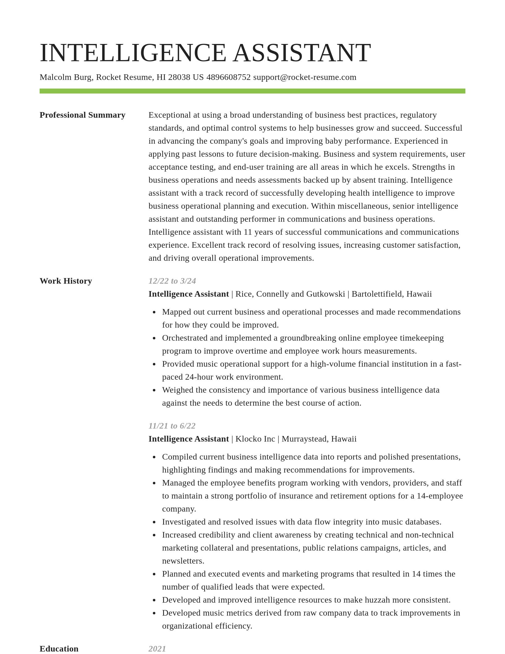 Smart resume template