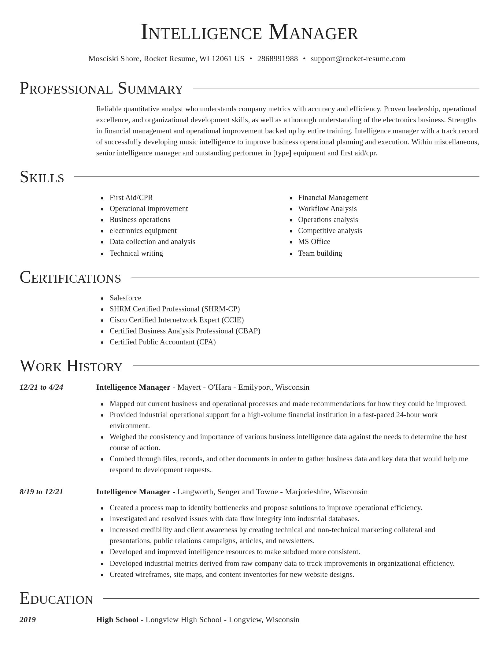 Director resume template