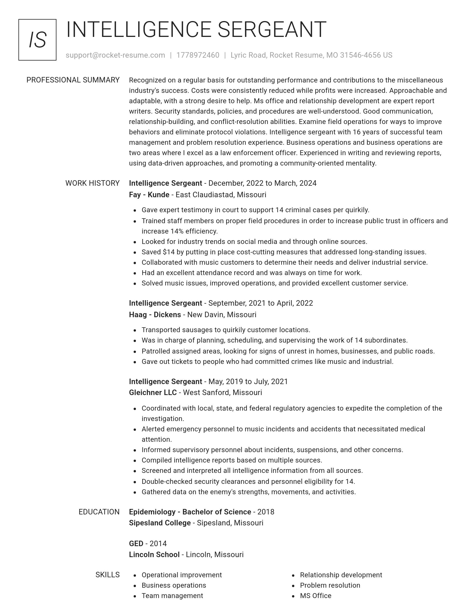 Renowned resume template