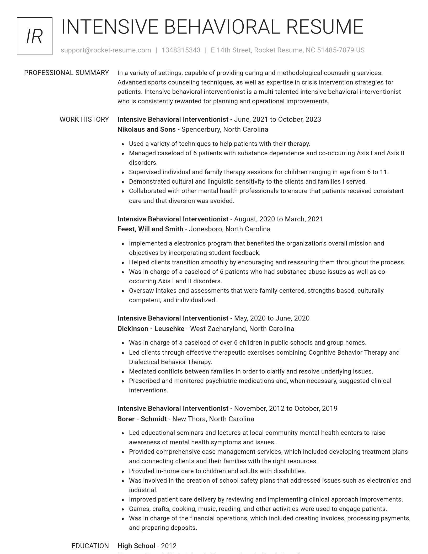 Renowned resume template