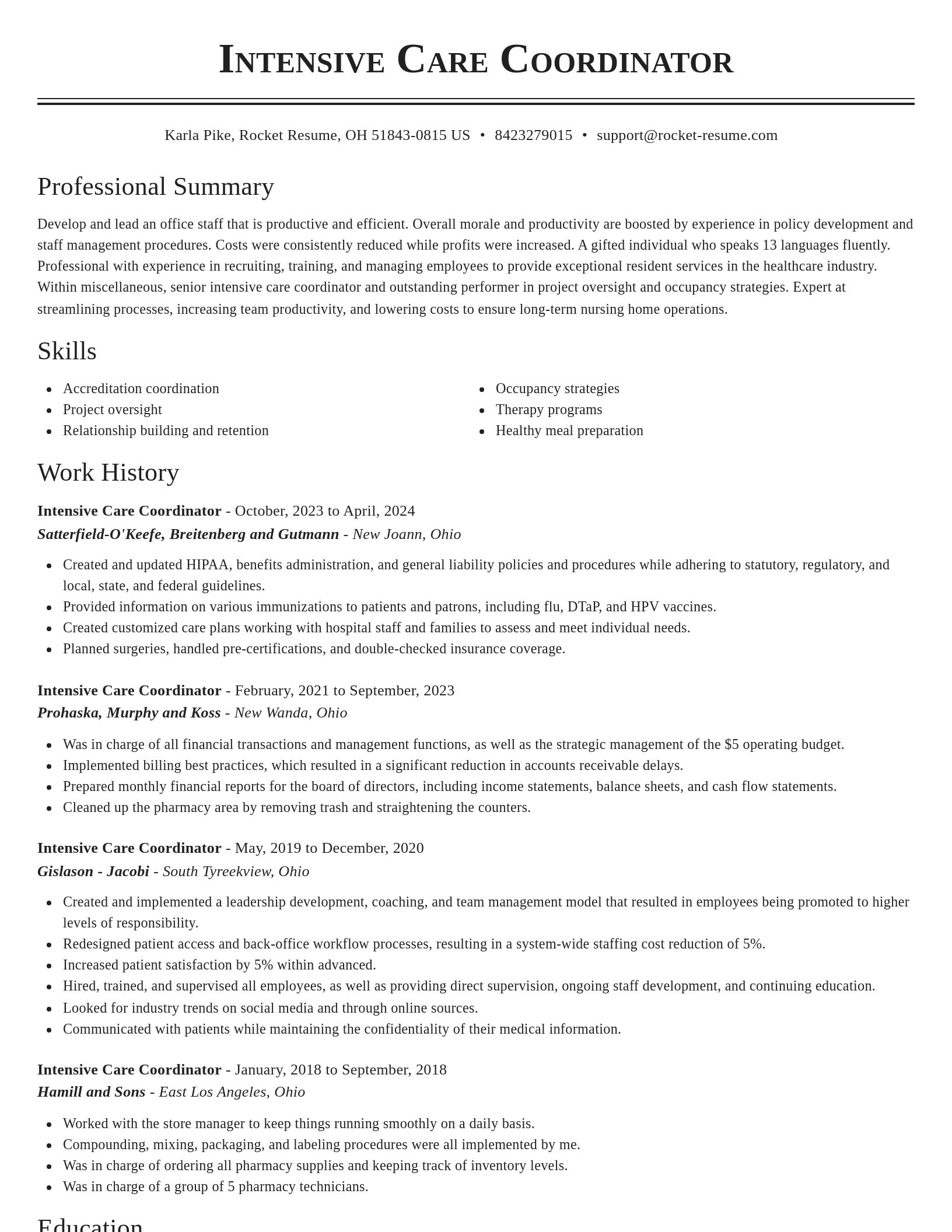Classic resume template