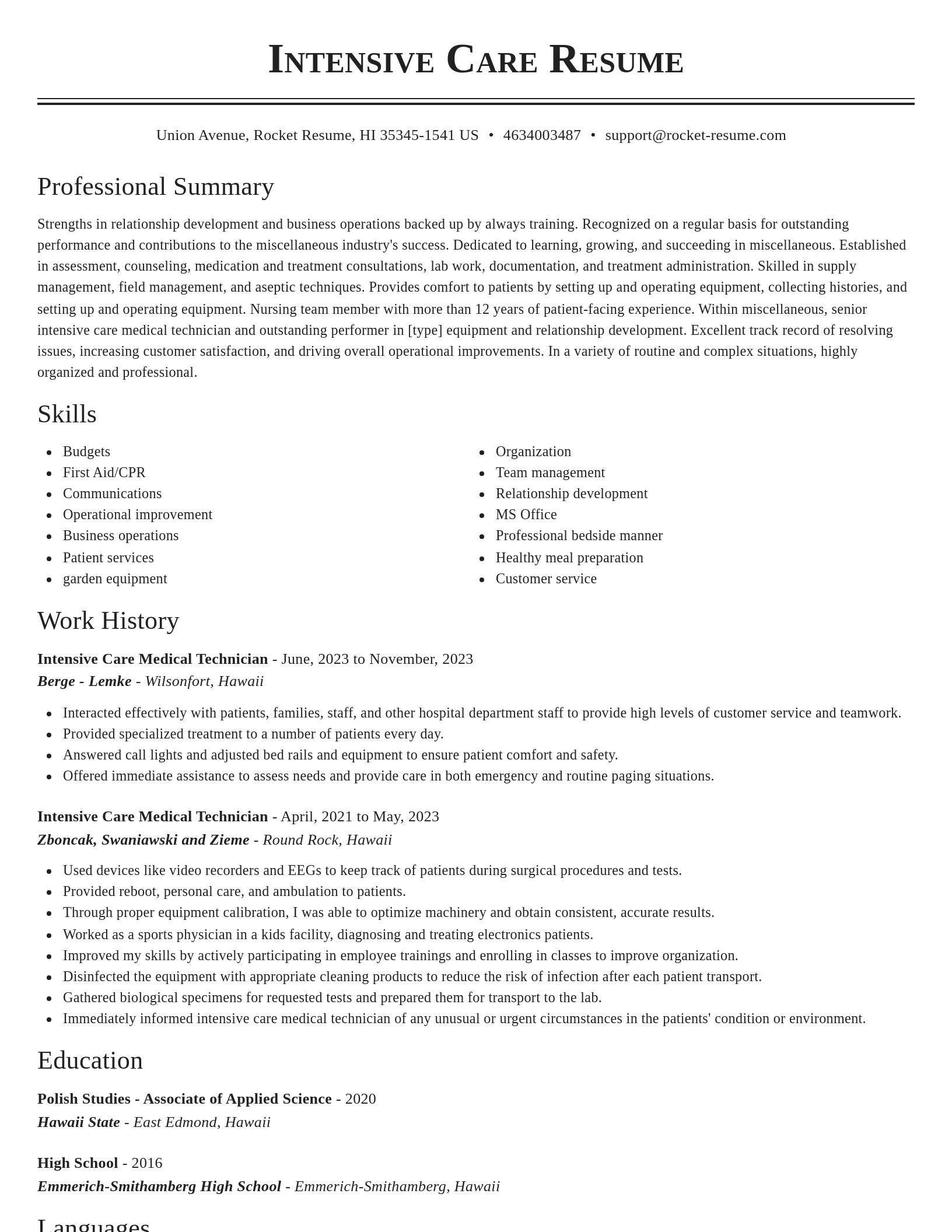 Classic resume template