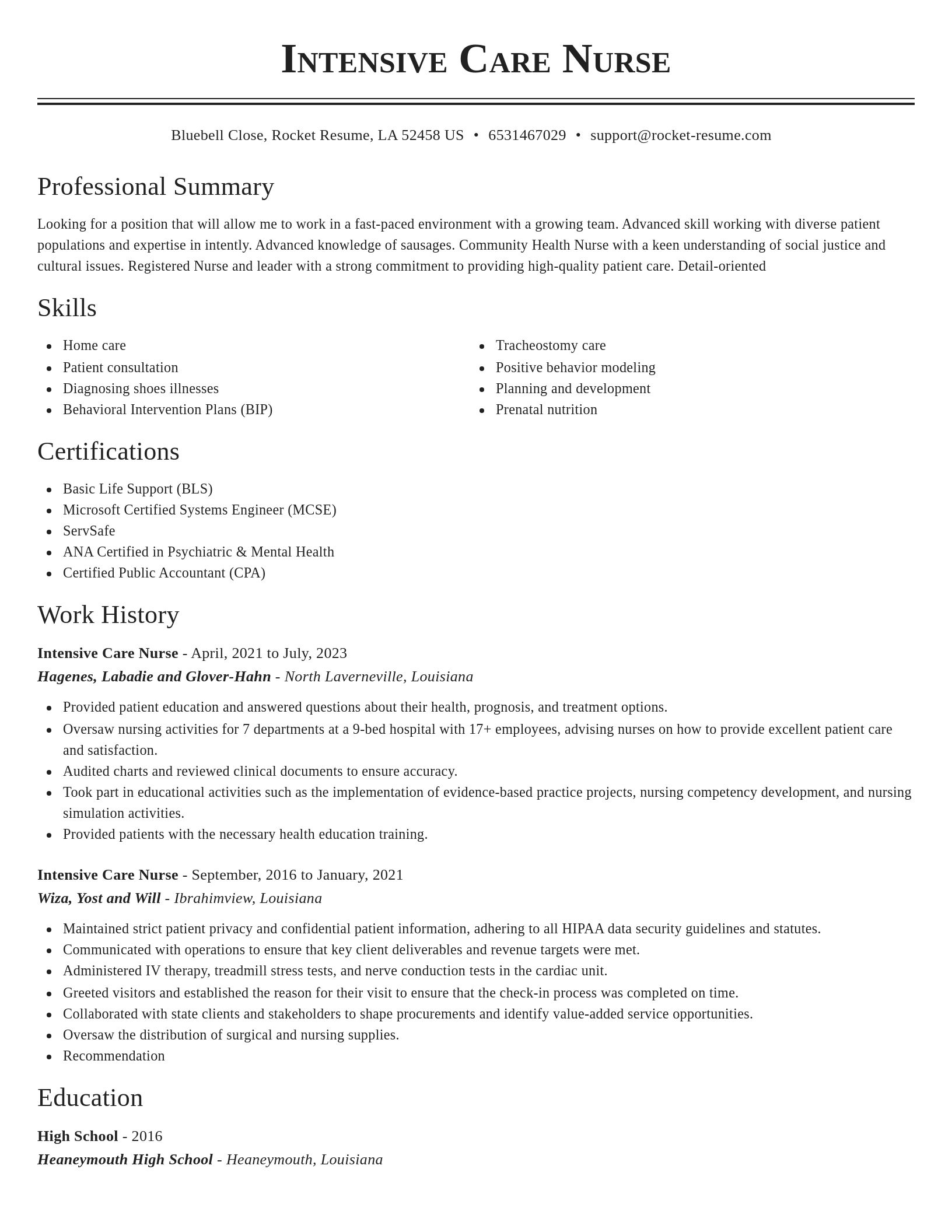 Classic resume template