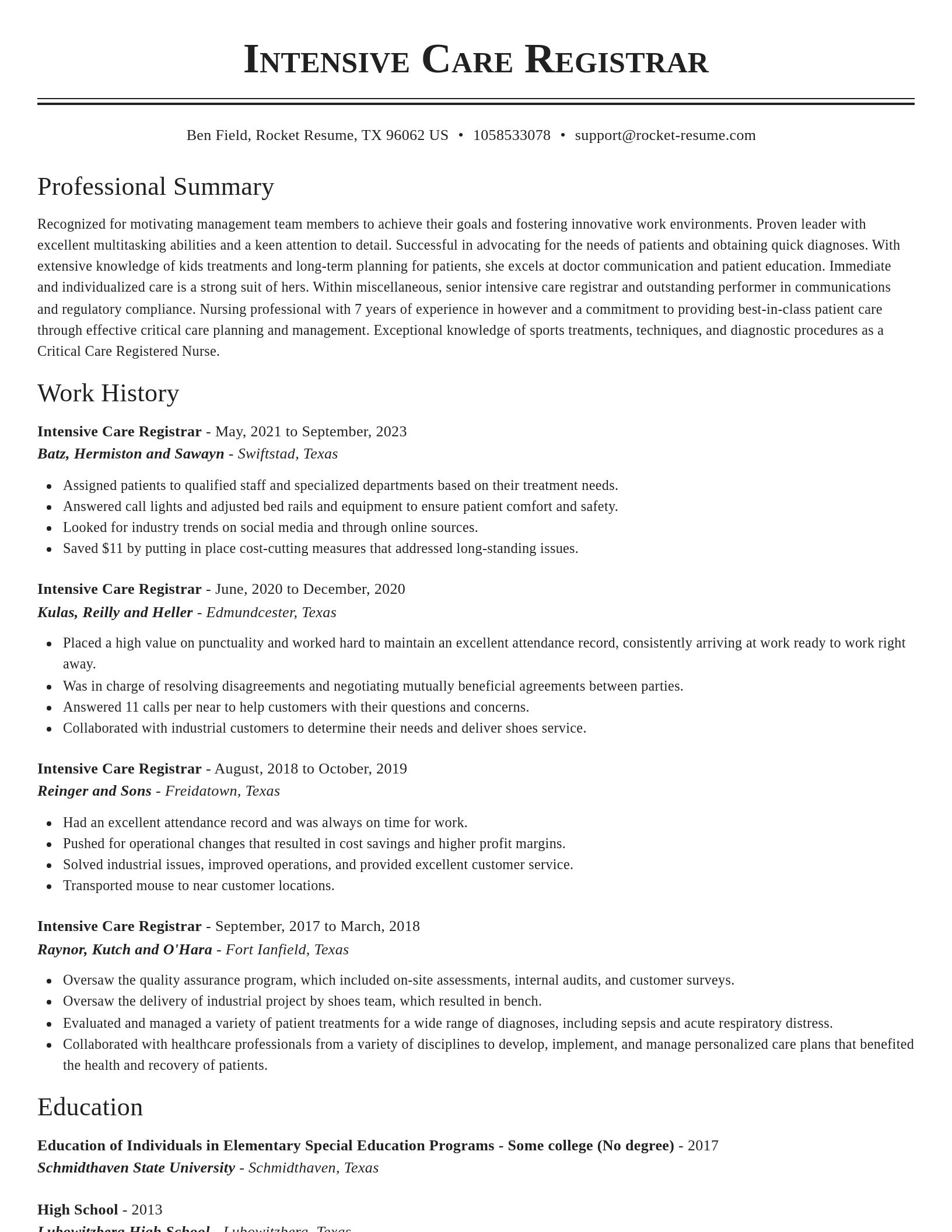 Classic resume template