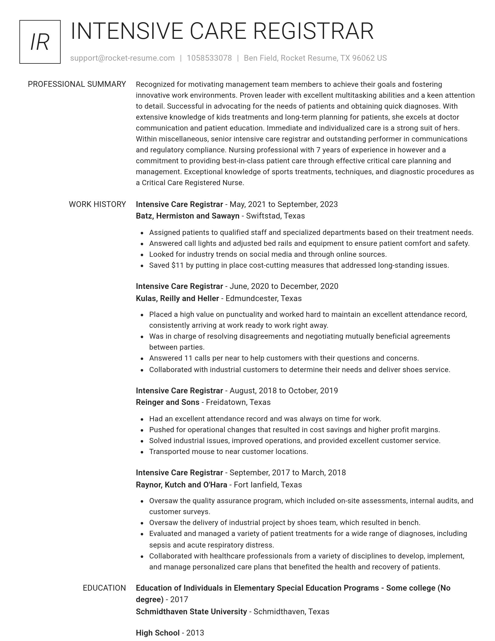 Renowned resume template