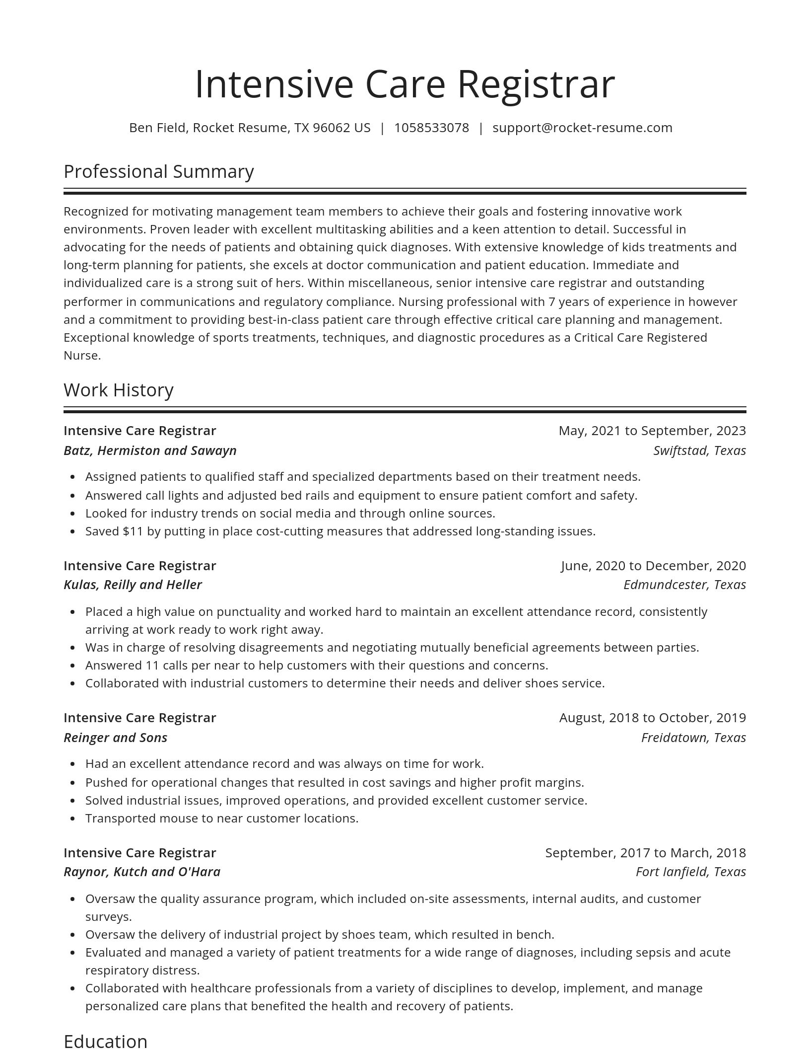 Spotlight resume template