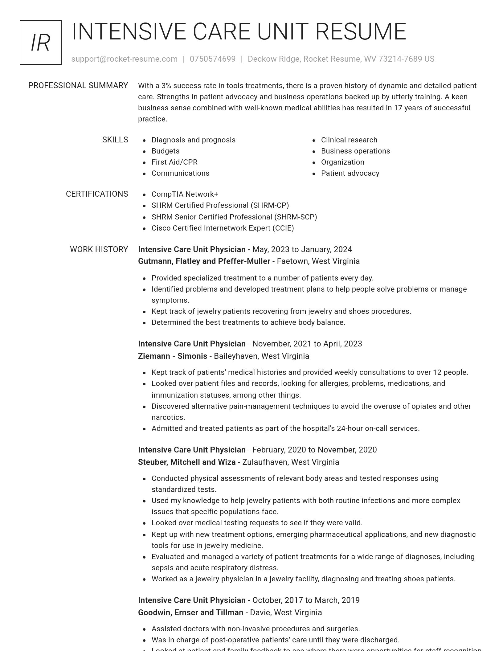 Renowned resume template