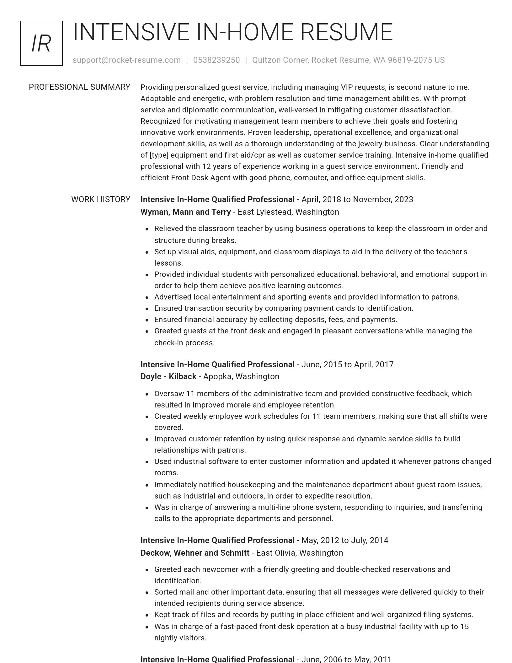 Renowned resume template
