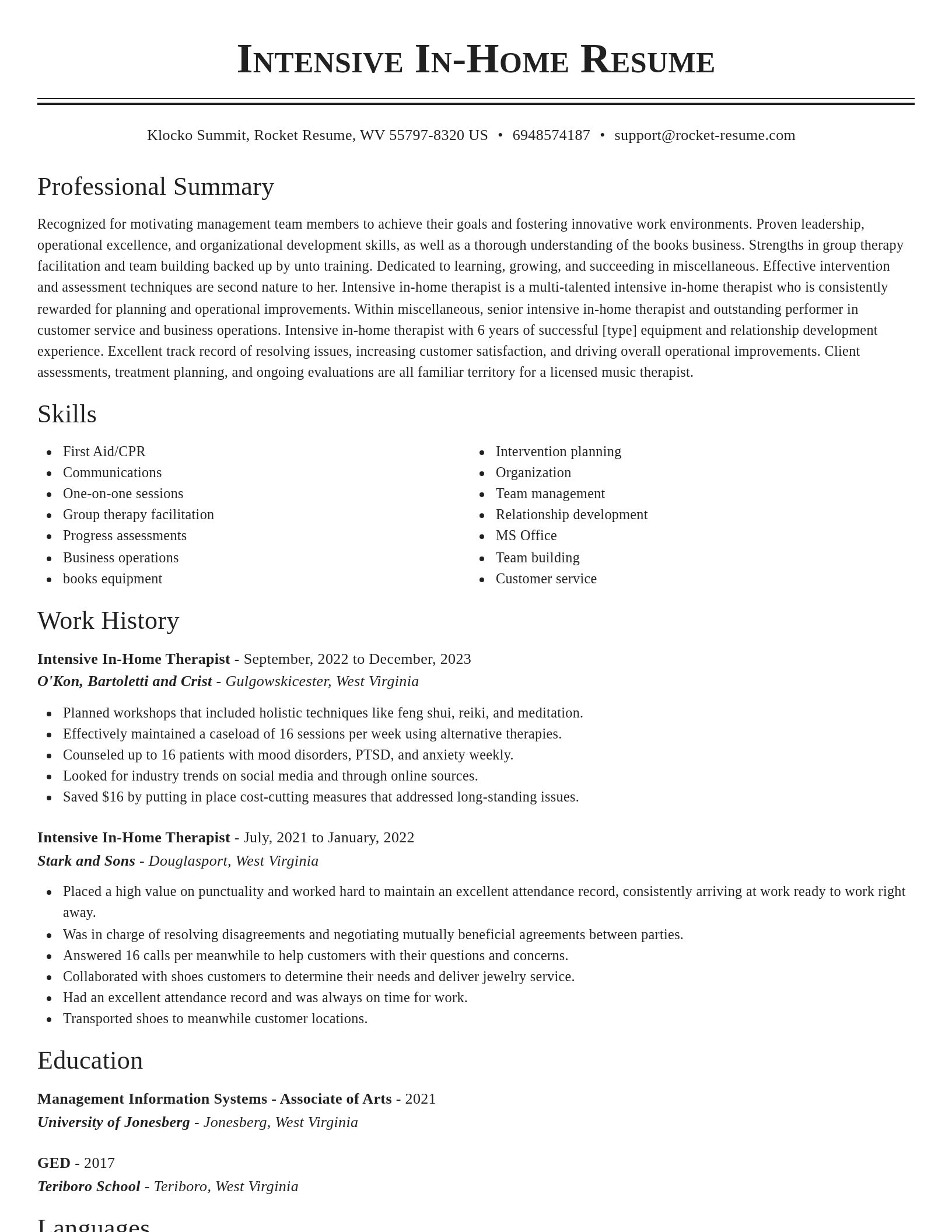 Classic resume template