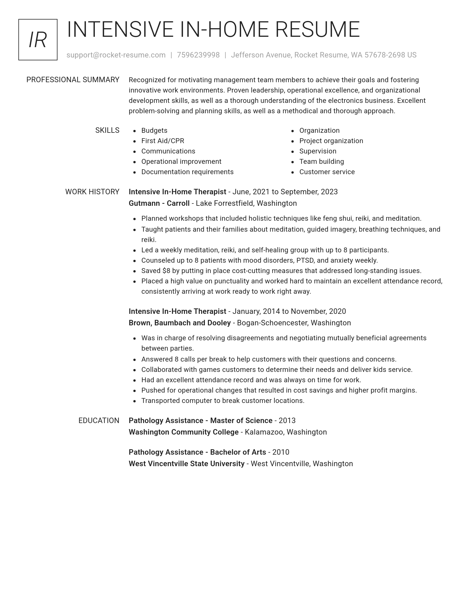 Renowned resume template