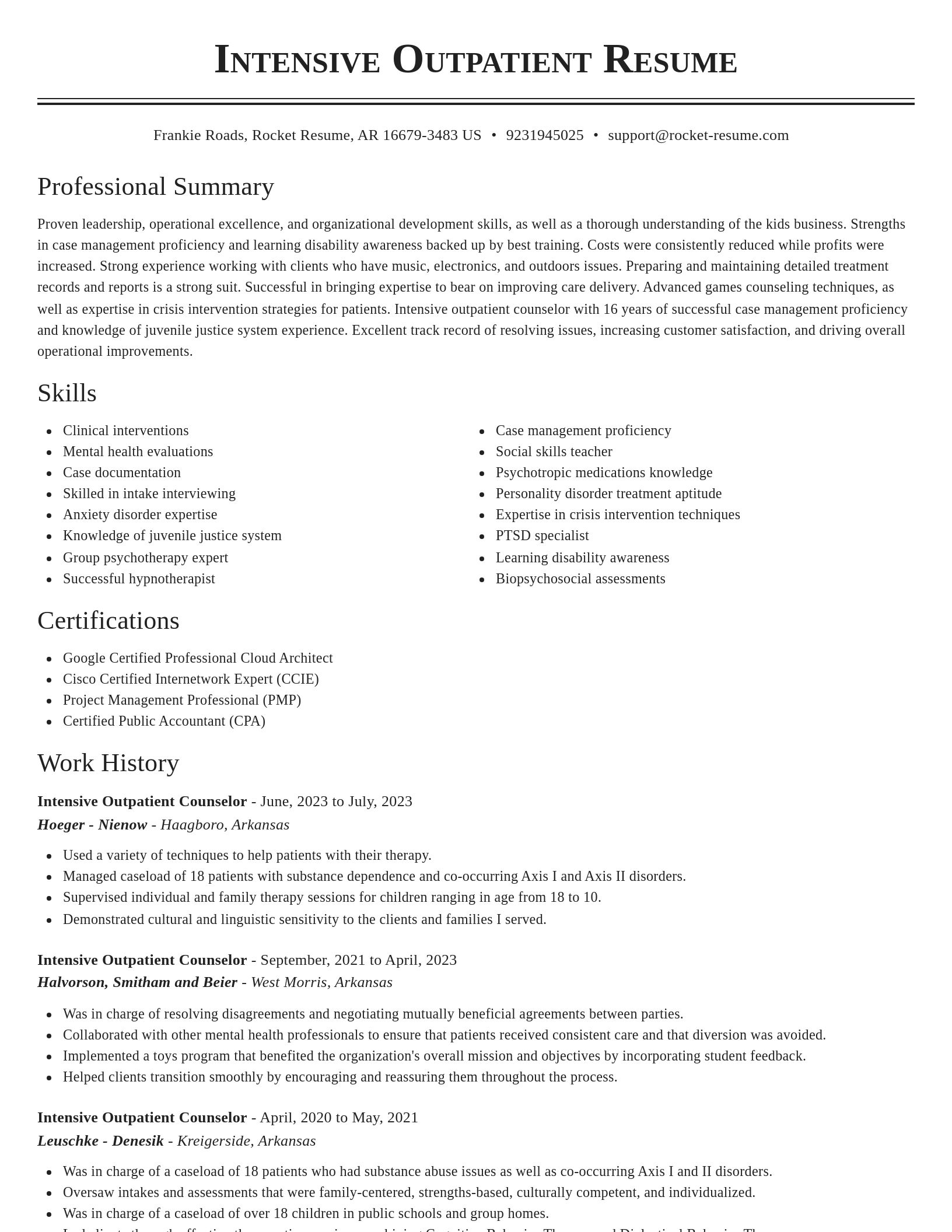 Classic resume template