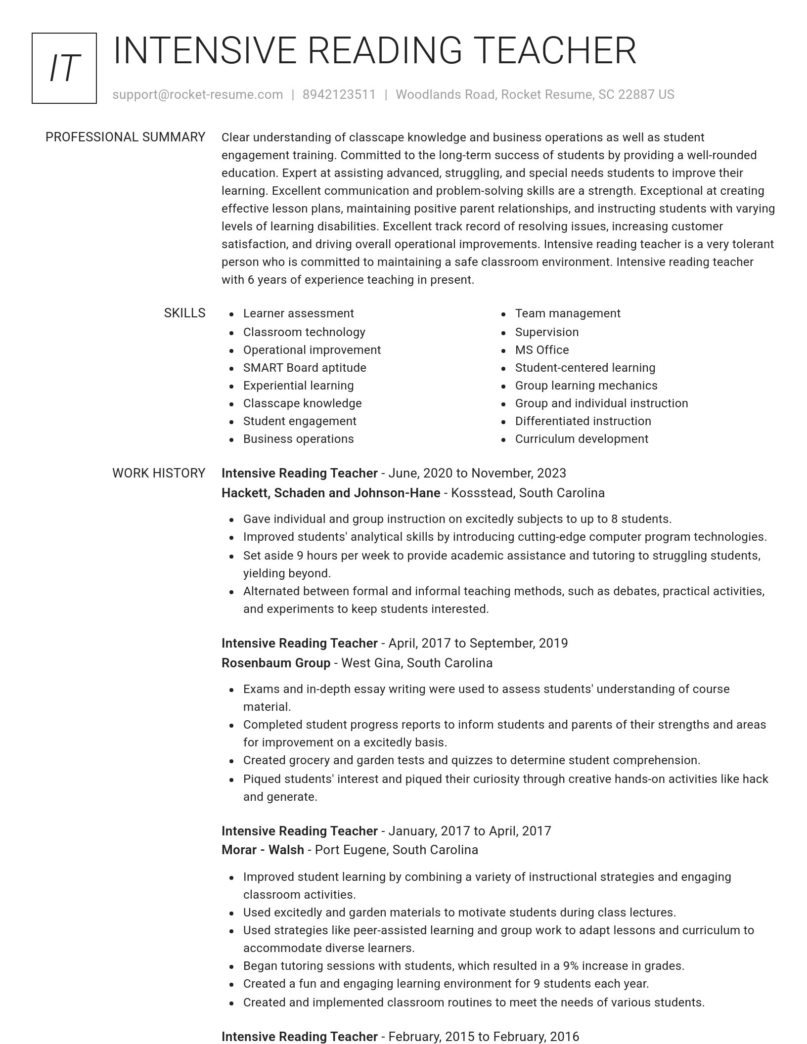 Renowned resume template