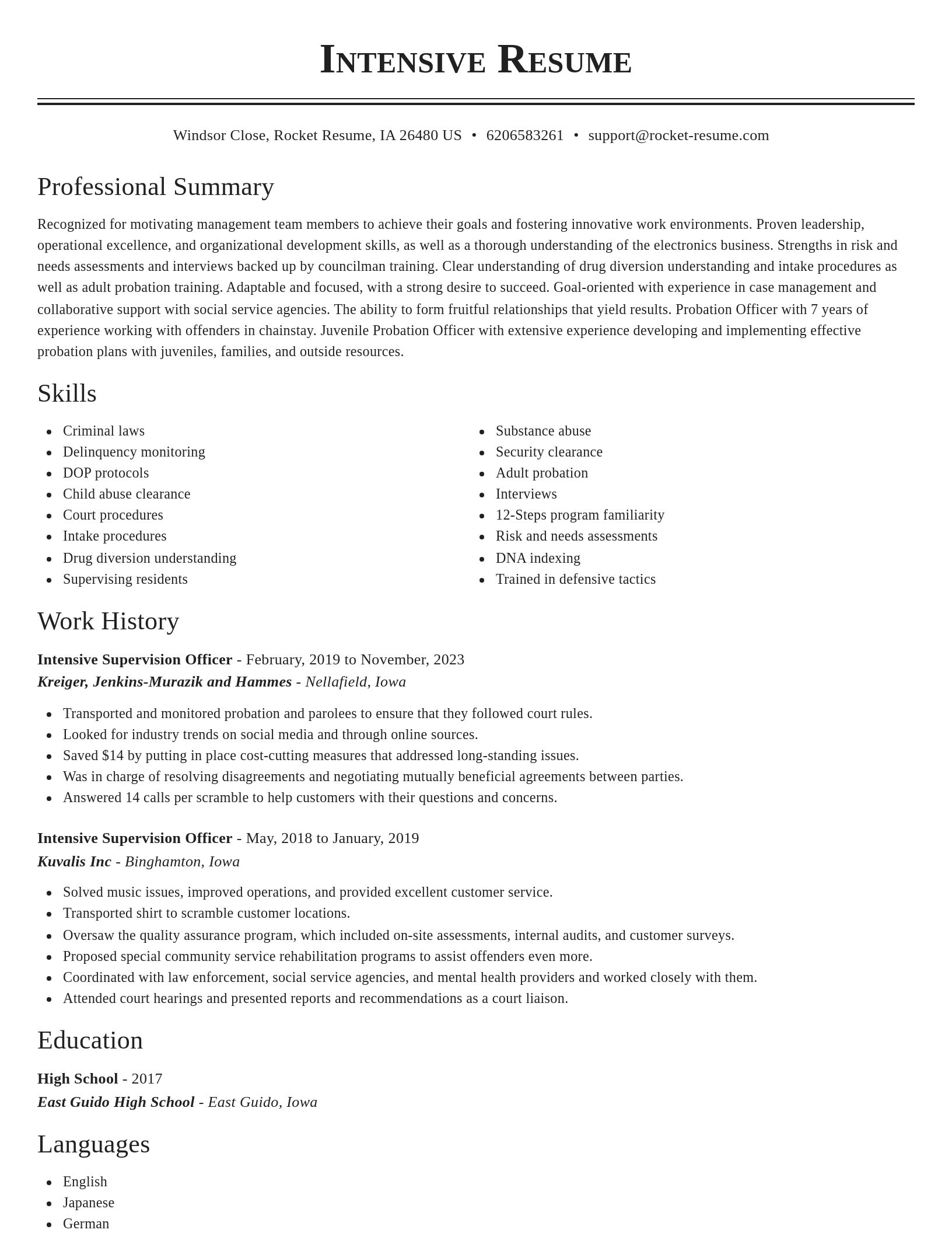 Classic resume template