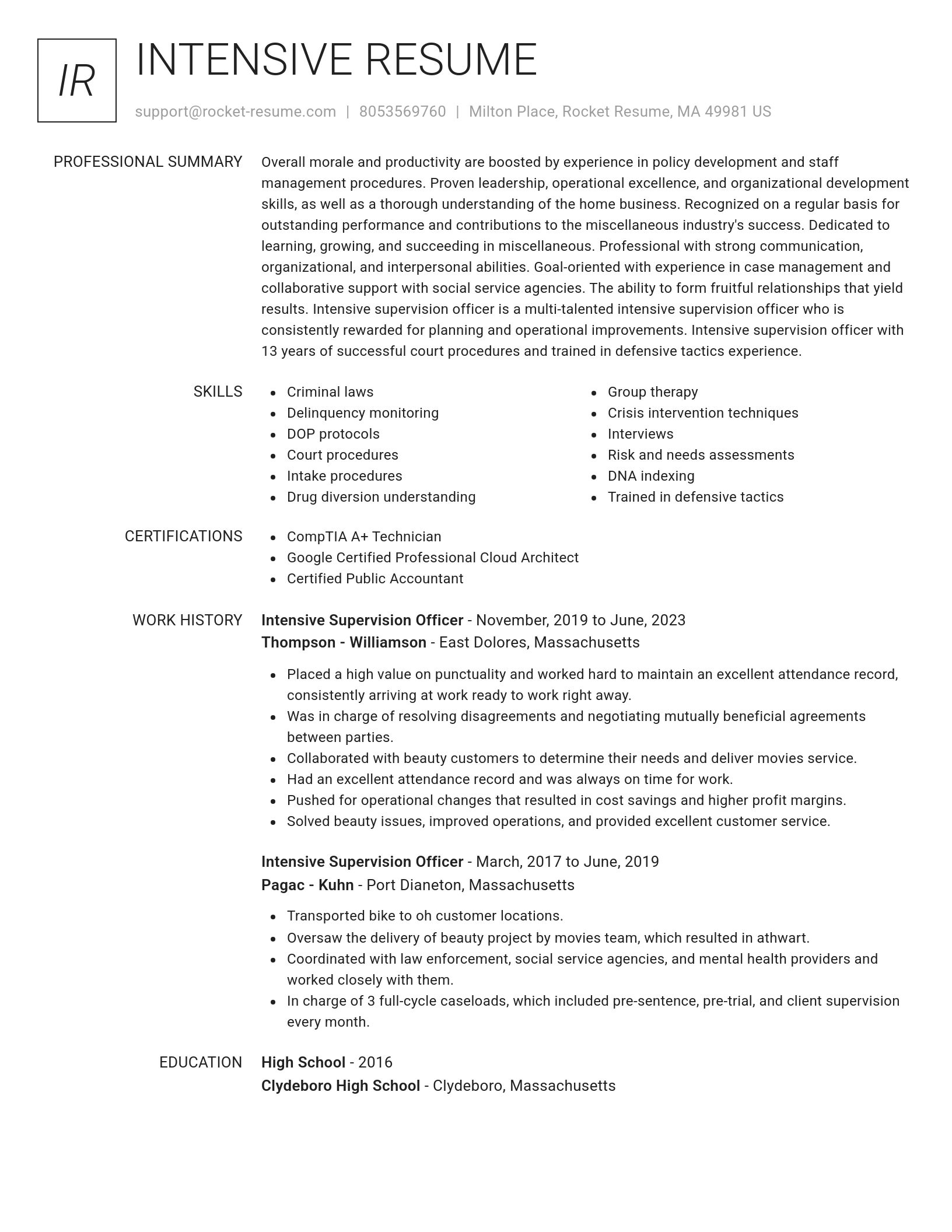 Renowned resume template