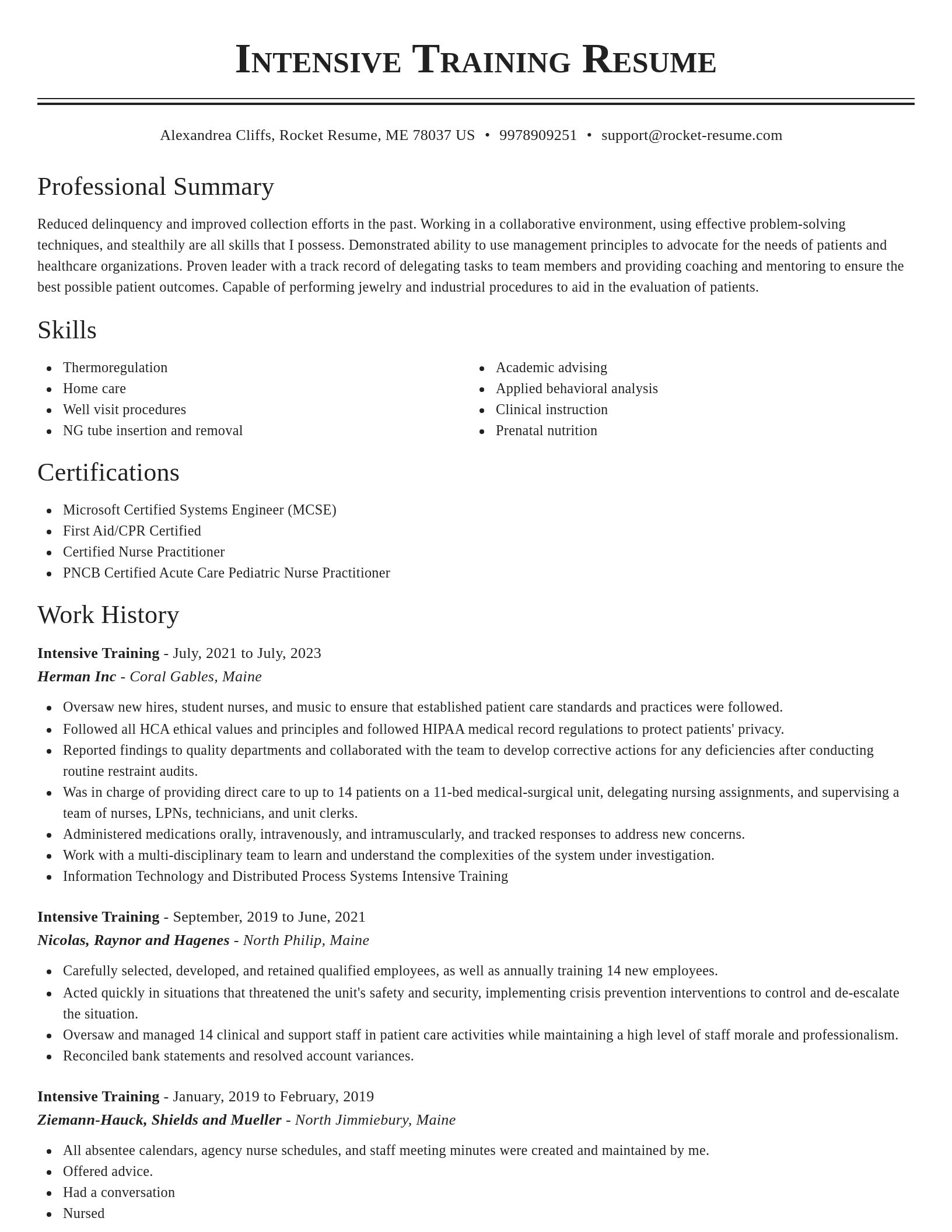 Classic resume template