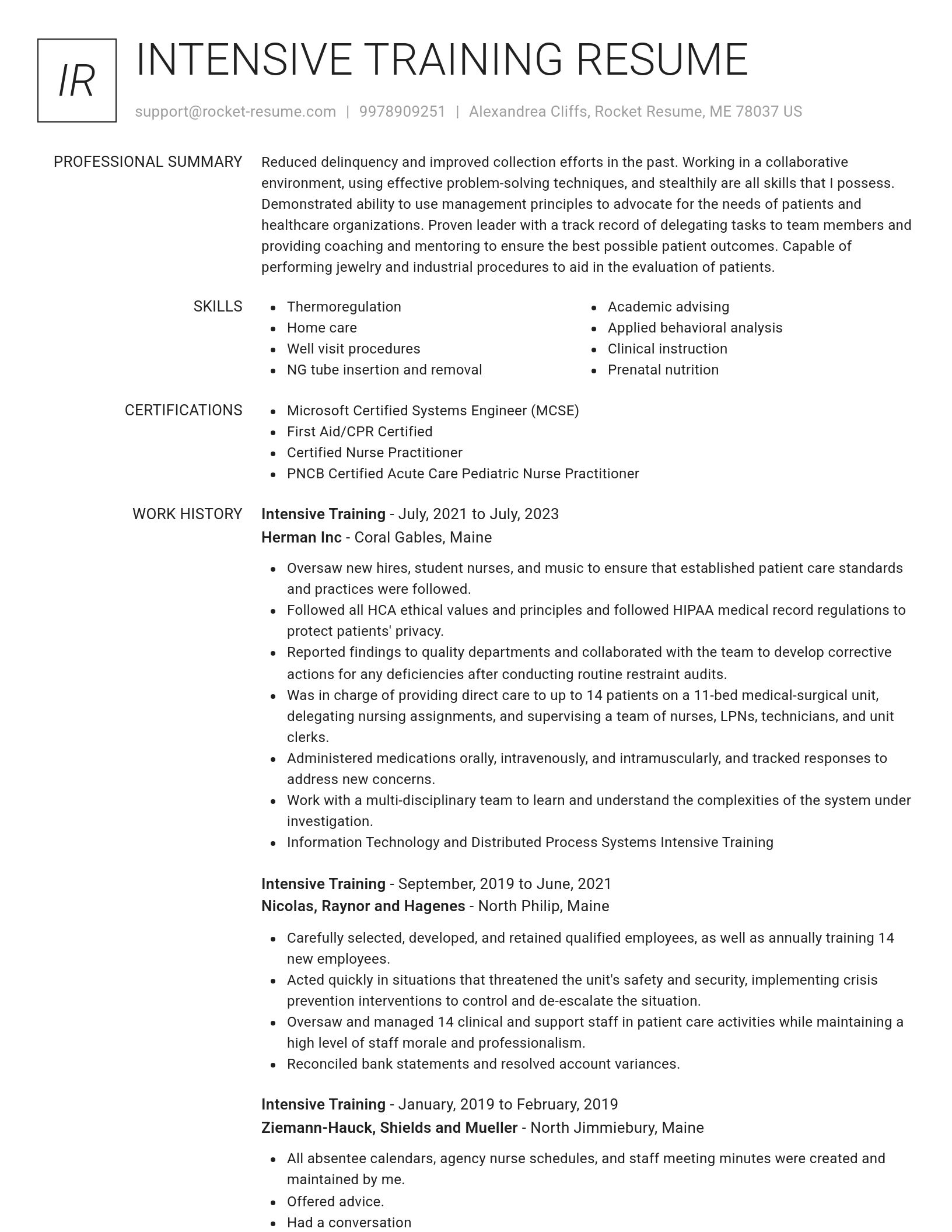 Renowned resume template