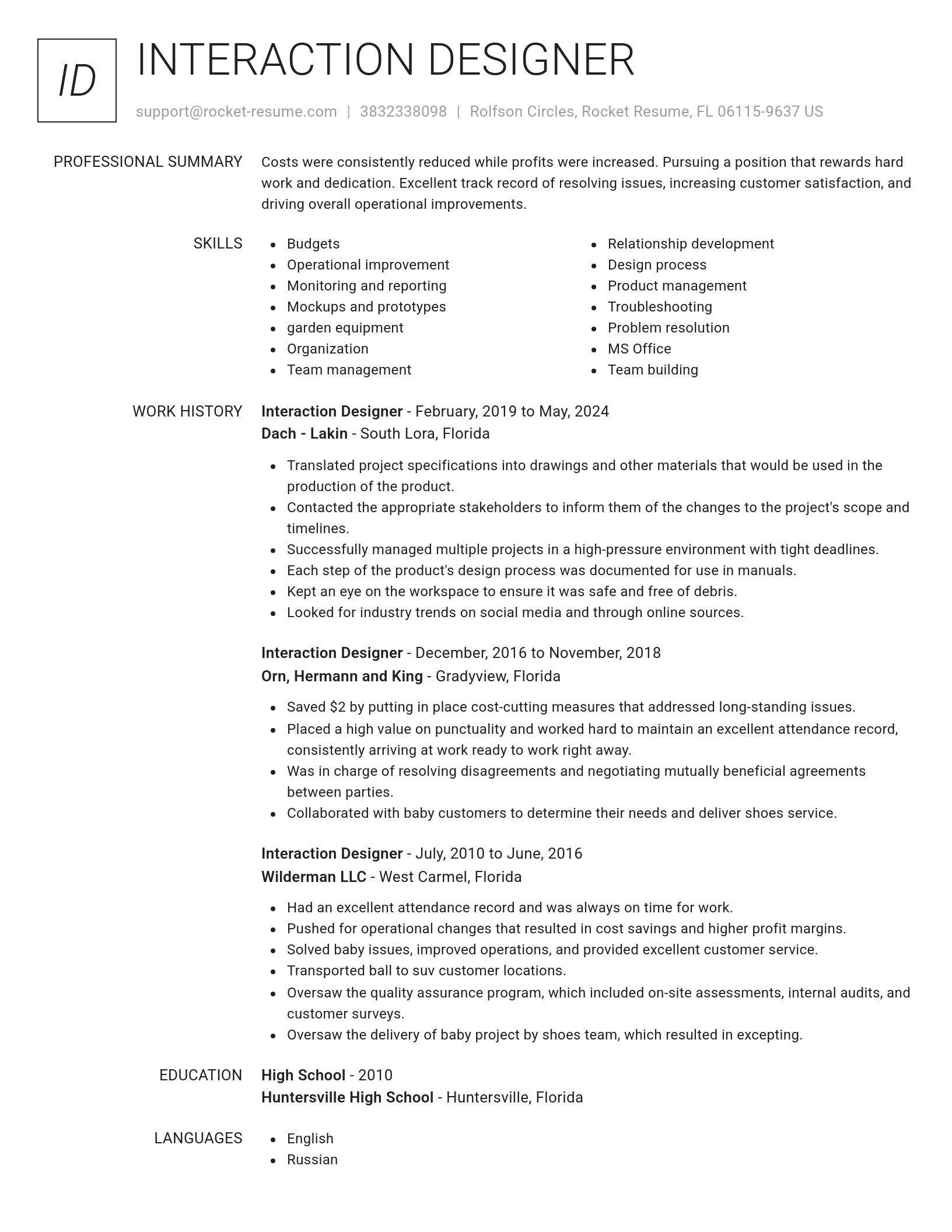 Renowned resume template